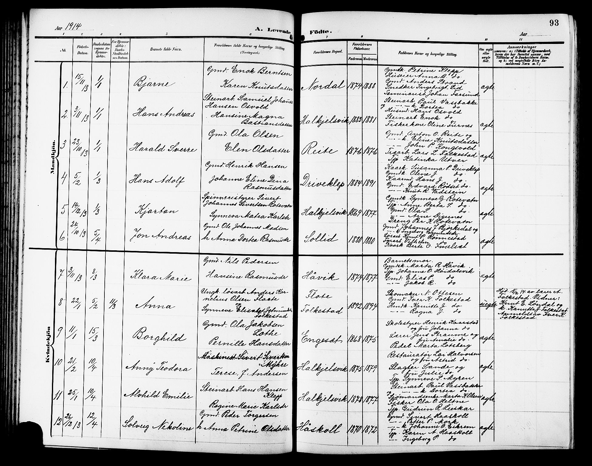 Ministerialprotokoller, klokkerbøker og fødselsregistre - Møre og Romsdal, AV/SAT-A-1454/511/L0159: Parish register (copy) no. 511C05, 1902-1920, p. 93