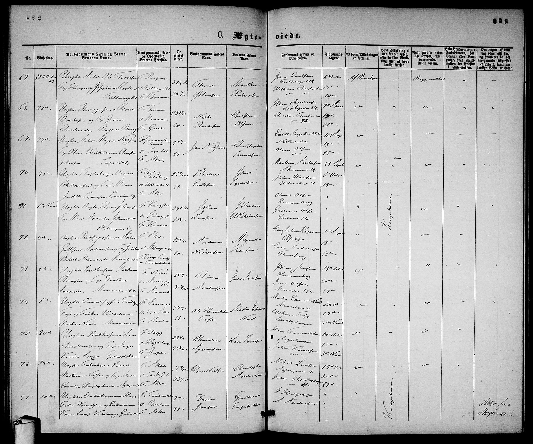 Gamle Aker prestekontor Kirkebøker, SAO/A-10617a/G/L0001: Parish register (copy) no. 1, 1861-1868, p. 228