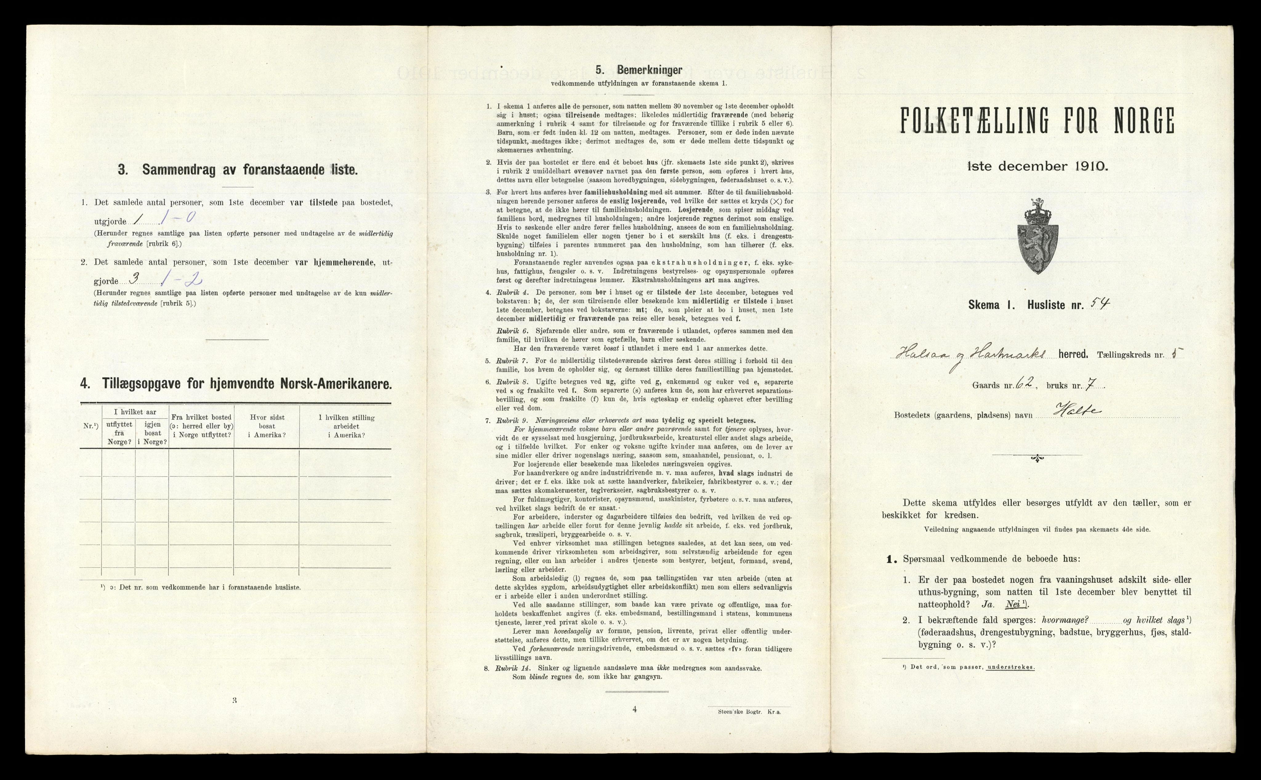 RA, 1910 census for Halse og Harkmark, 1910, p. 548