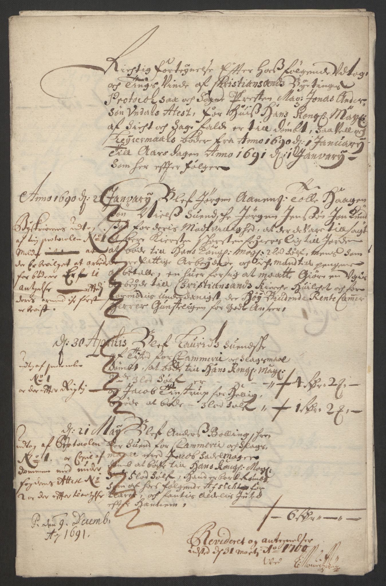 Rentekammeret inntil 1814, Reviderte regnskaper, Byregnskaper, AV/RA-EA-4066/R/Rm/L0285: [M18] Sikt og sakefall, 1681-1718, p. 121