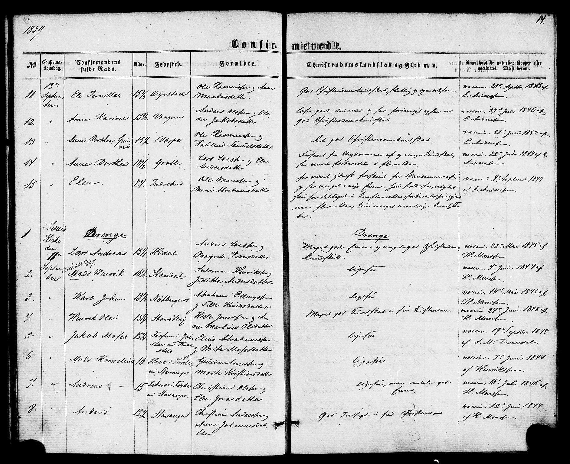 Kinn sokneprestembete, SAB/A-80801/H/Haa/Haaa/L0008: Parish register (official) no. A 8, 1859-1882, p. 14