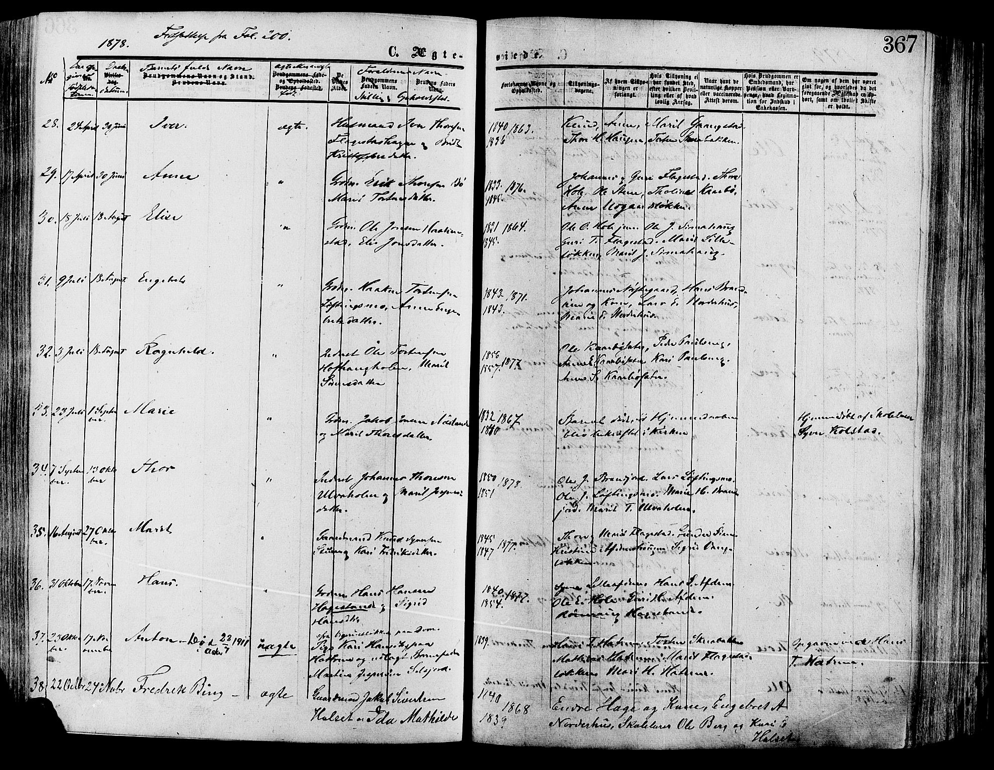 Lesja prestekontor, SAH/PREST-068/H/Ha/Haa/L0008: Parish register (official) no. 8, 1854-1880, p. 367