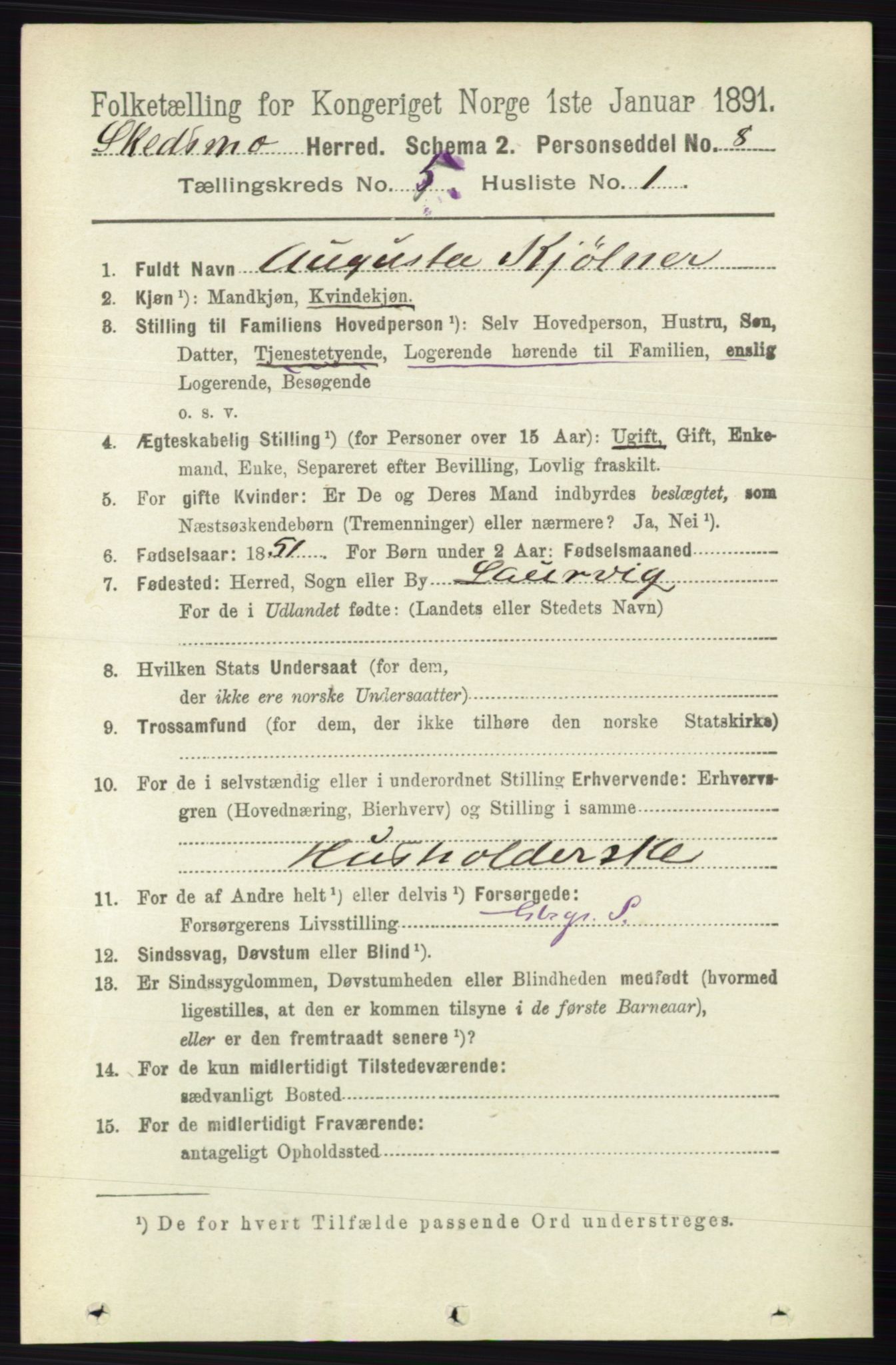 RA, 1891 census for 0231 Skedsmo, 1891, p. 2302