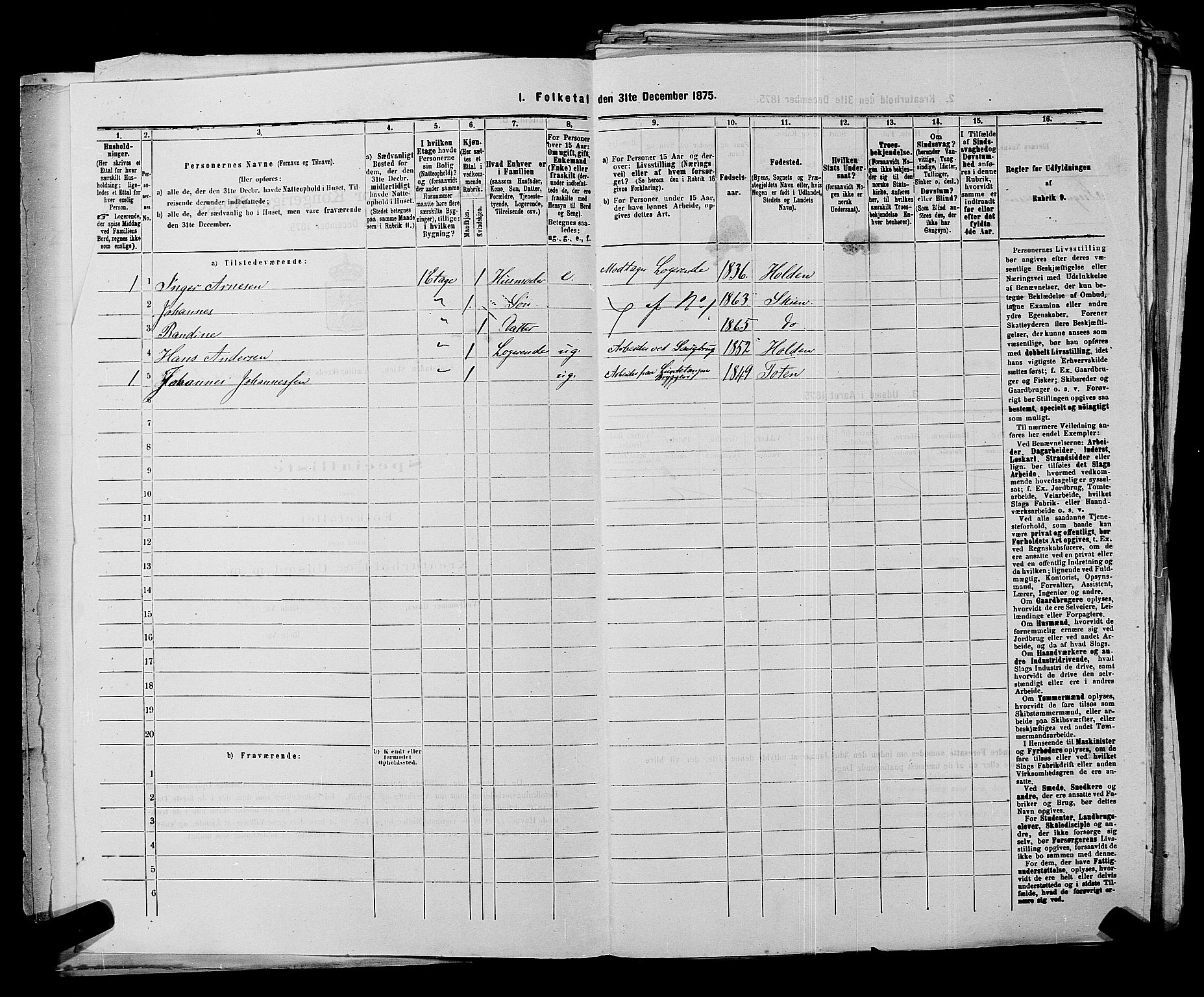 SAKO, 1875 census for 0806P Skien, 1875, p. 1040