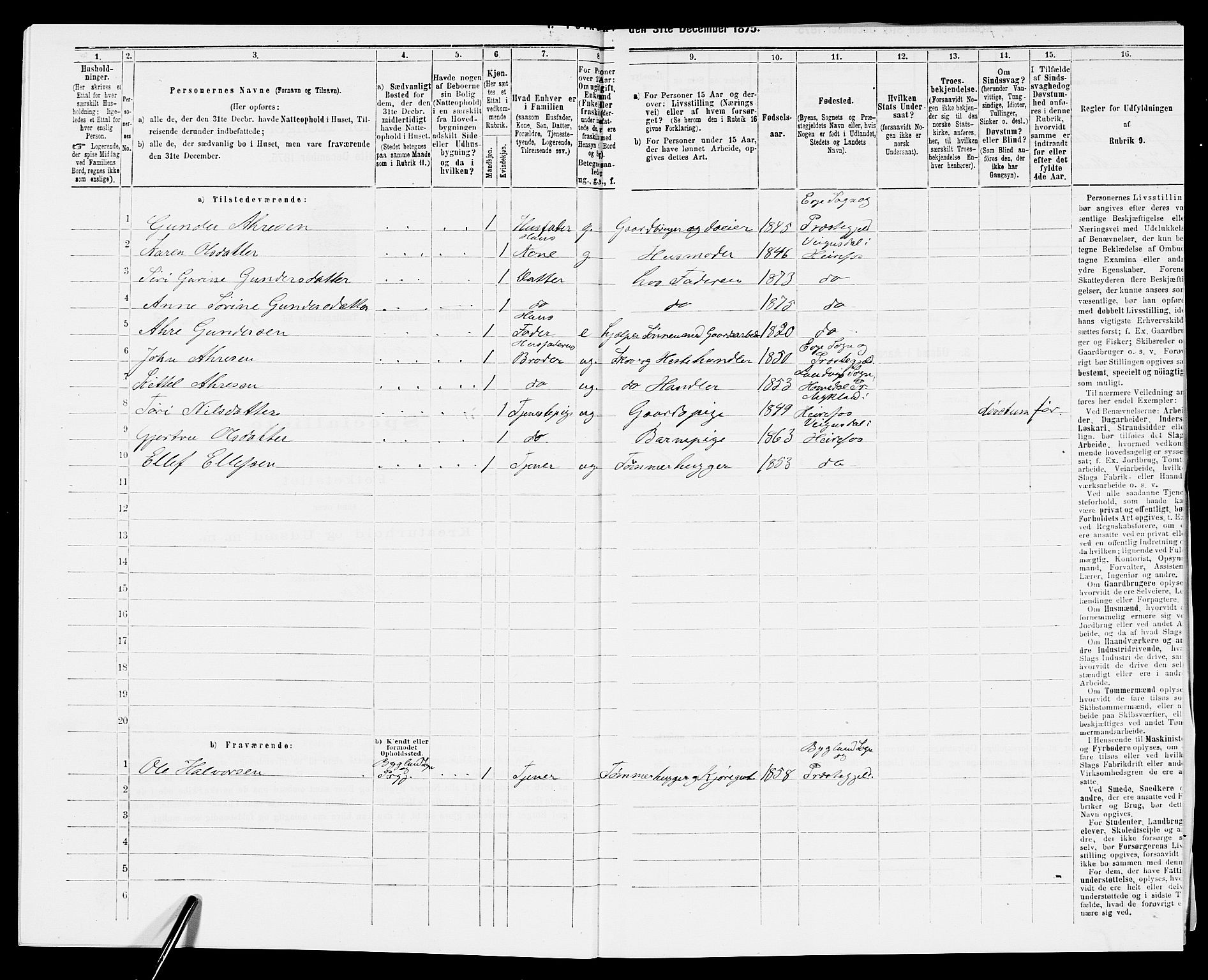 SAK, 1875 census for 0933P Herefoss, 1875, p. 393