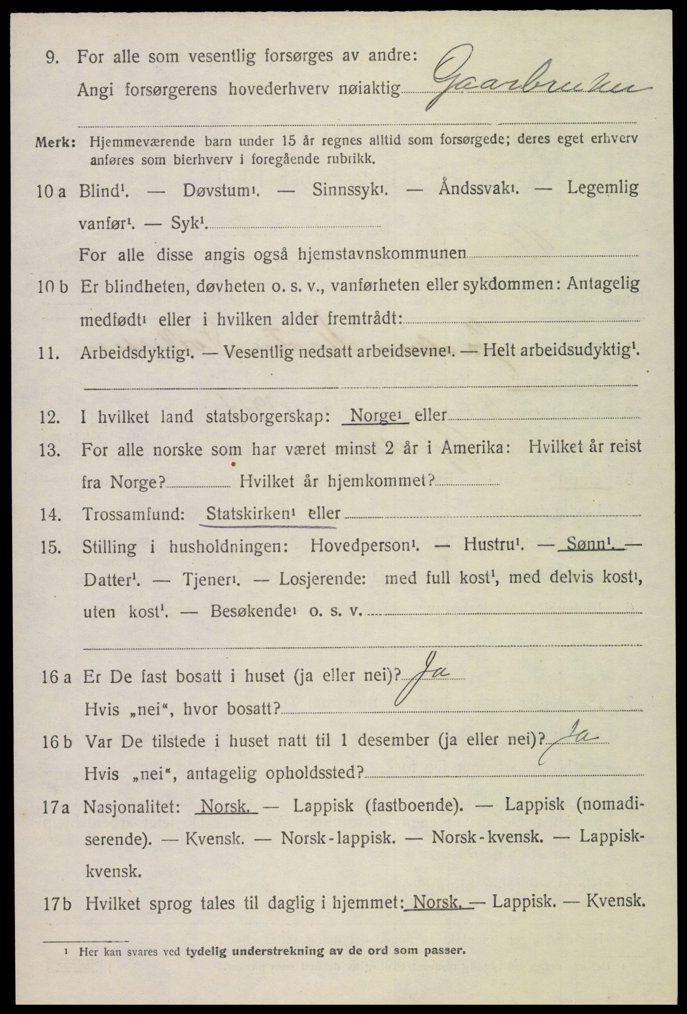 SAT, 1920 census for Vågan, 1920, p. 8102