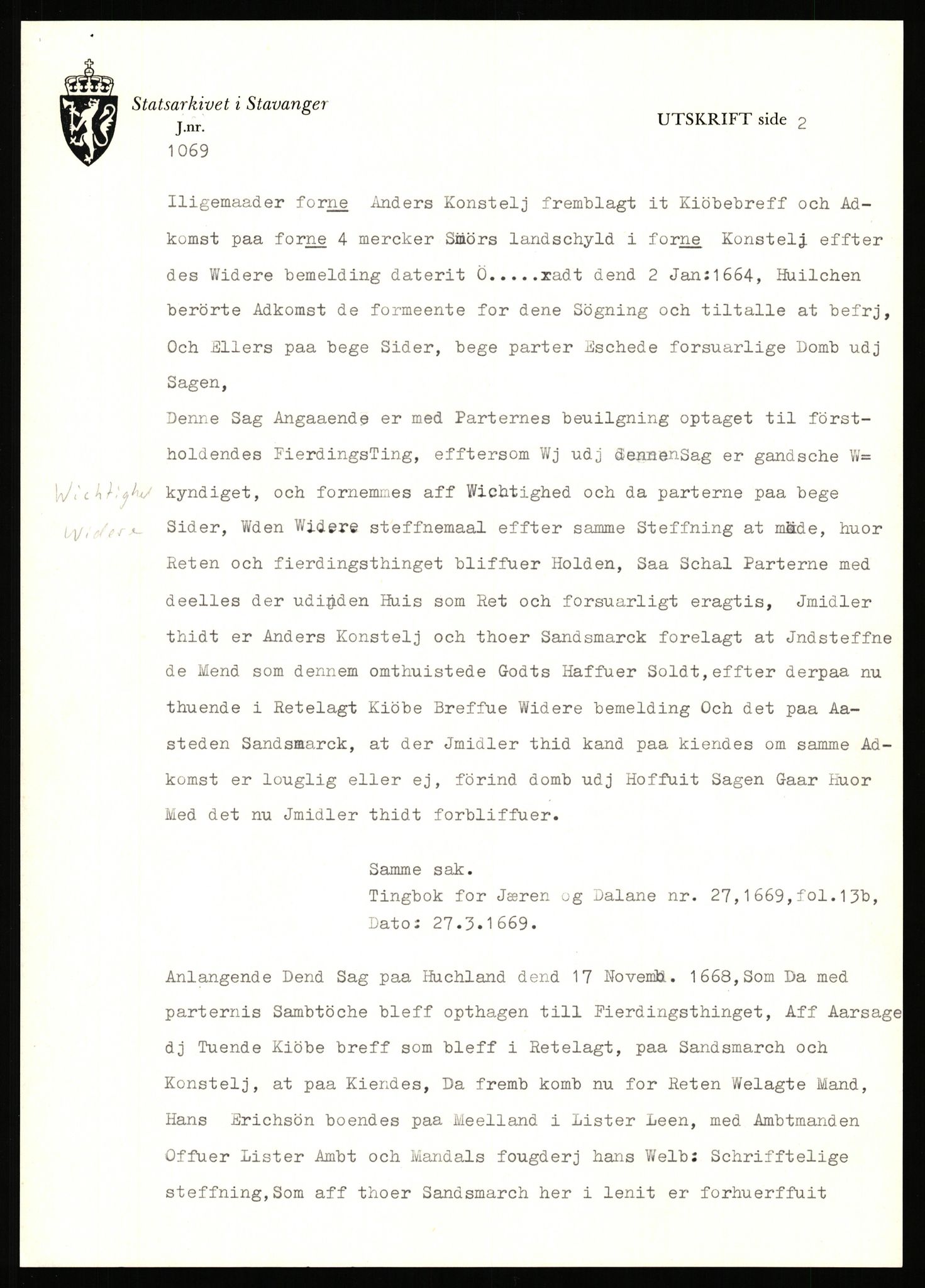 Statsarkivet i Stavanger, AV/SAST-A-101971/03/Y/Yj/L0103: Avskrifter sortert etter gårdsnavn: Bjunes - Kulien (Vest-Agder), 1750-1930, p. 460