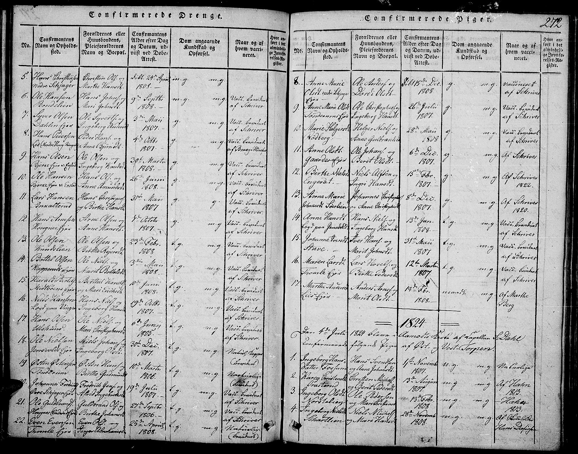 Land prestekontor, SAH/PREST-120/H/Ha/Haa/L0007: Parish register (official) no. 7, 1814-1830, p. 272