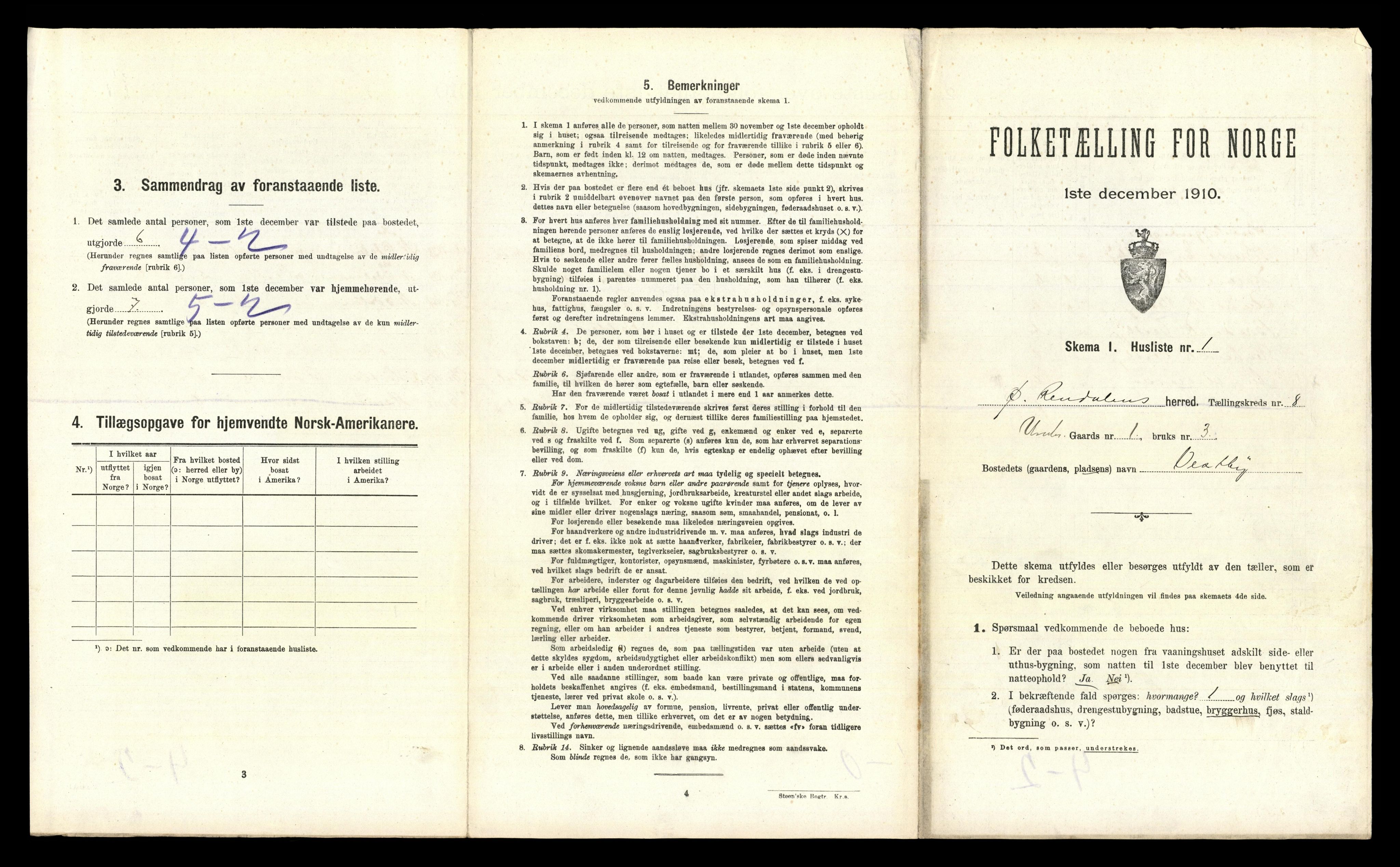 RA, 1910 census for Øvre Rendal, 1910, p. 538