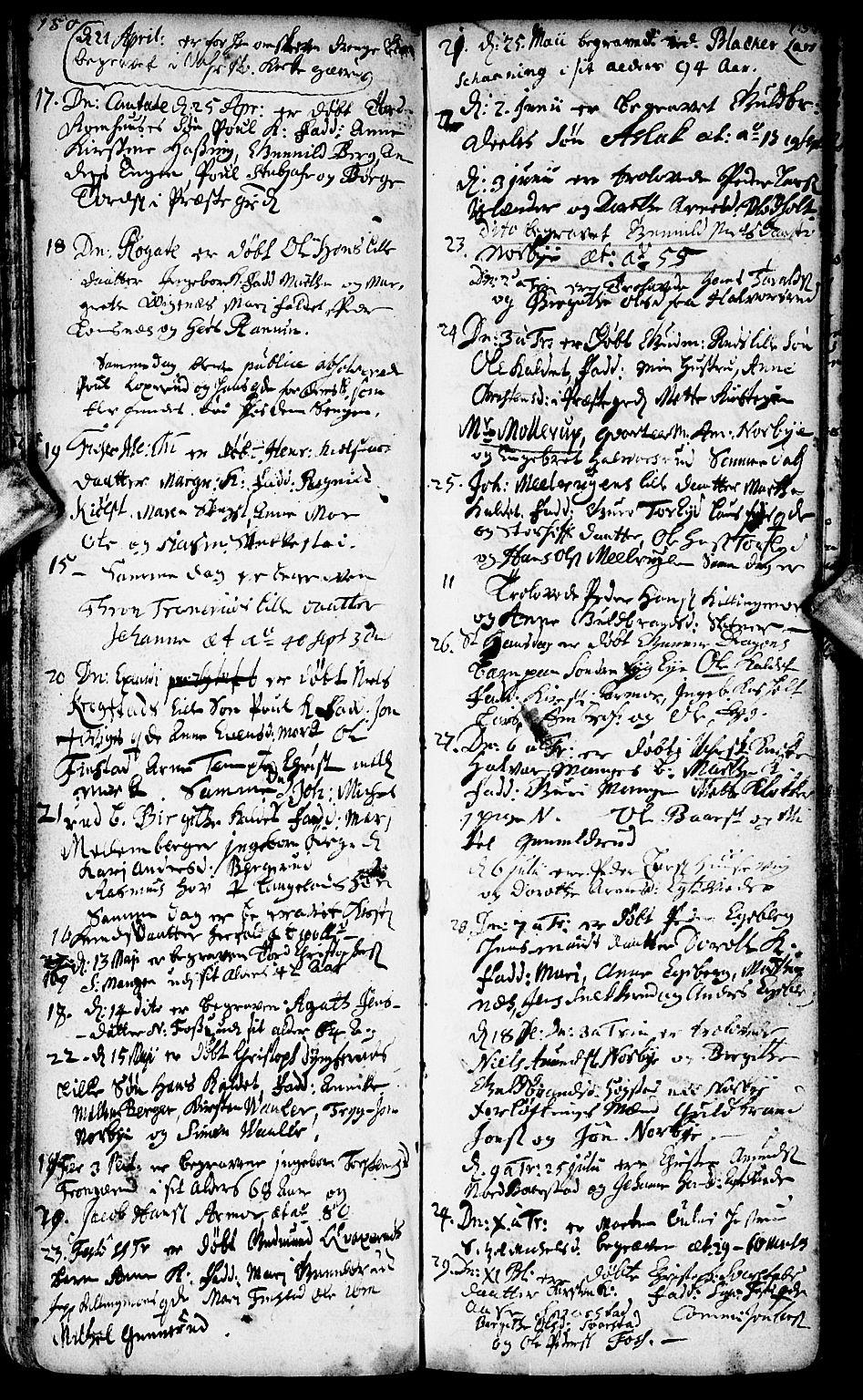 Aurskog prestekontor Kirkebøker, SAO/A-10304a/F/Fa/L0001: Parish register (official) no. I 1, 1707-1735, p. 150-151