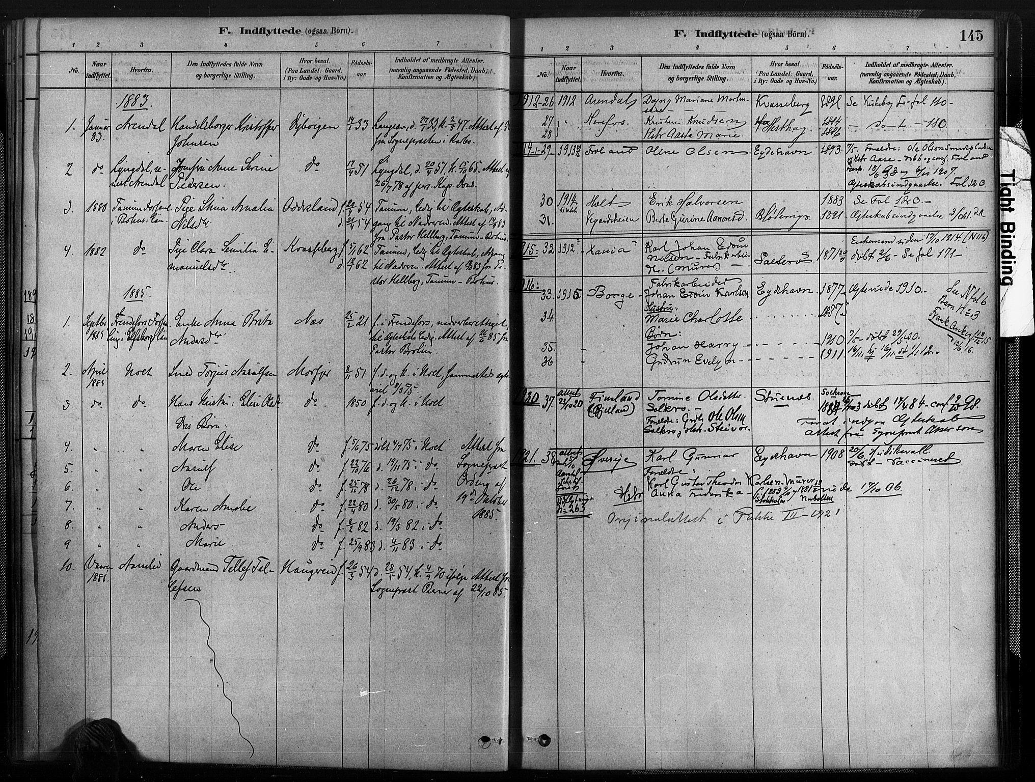 Austre Moland sokneprestkontor, SAK/1111-0001/F/Fa/Fab/L0001: Parish register (official) no. A 1, 1878-1898, p. 145