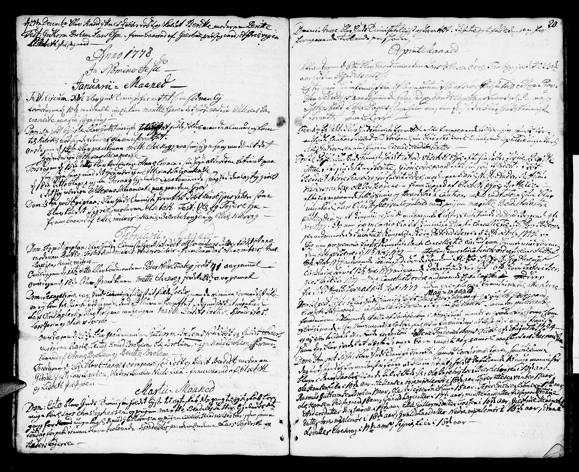 Jostedal sokneprestembete, AV/SAB-A-80601/H/Haa/Haaa/L0002: Parish register (official) no. A 2, 1770-1806, p. 20