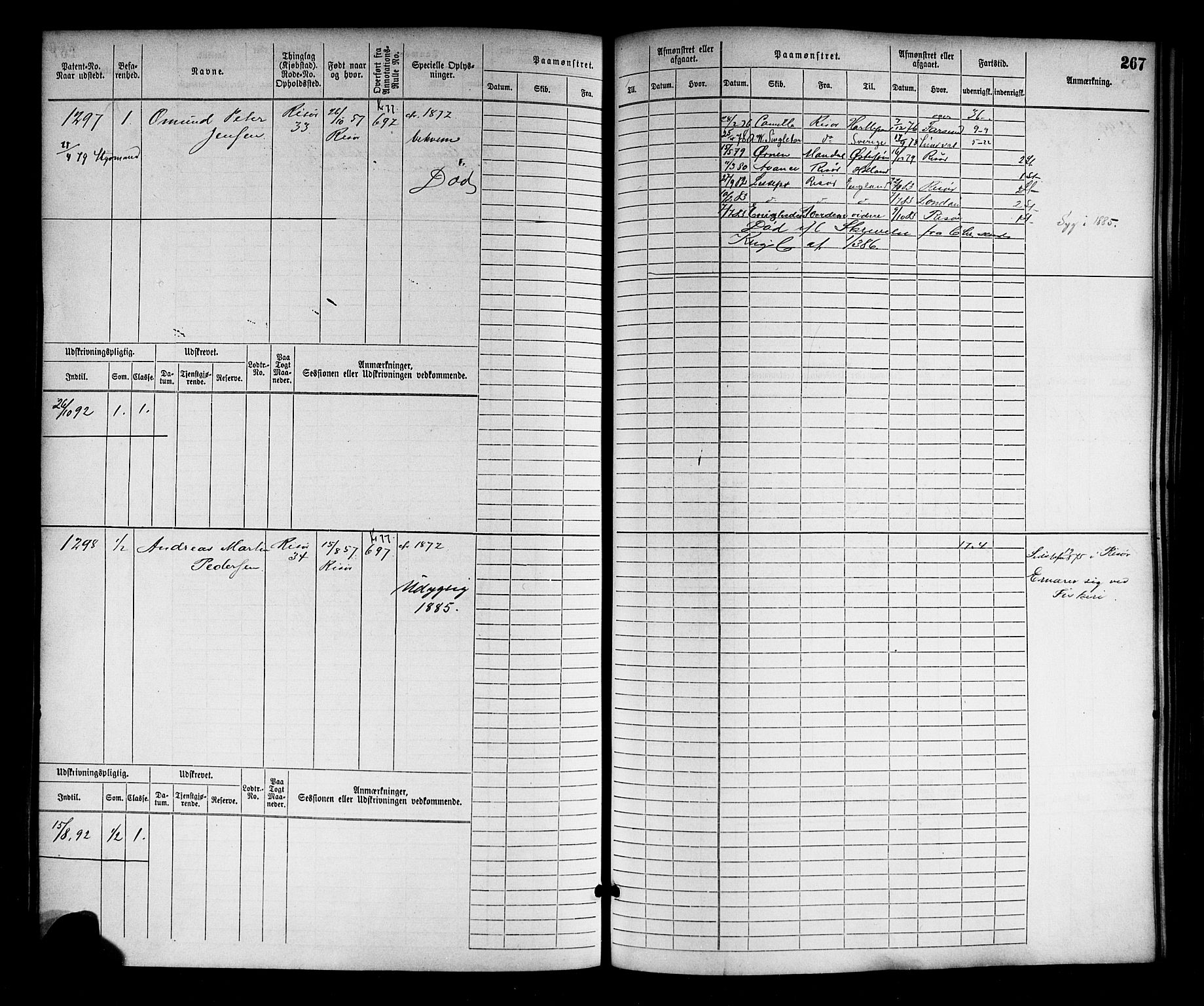 Risør mønstringskrets, SAK/2031-0010/F/Fb/L0003: Hovedrulle nr 767-1528, Q-3, 1868-1910, p. 270