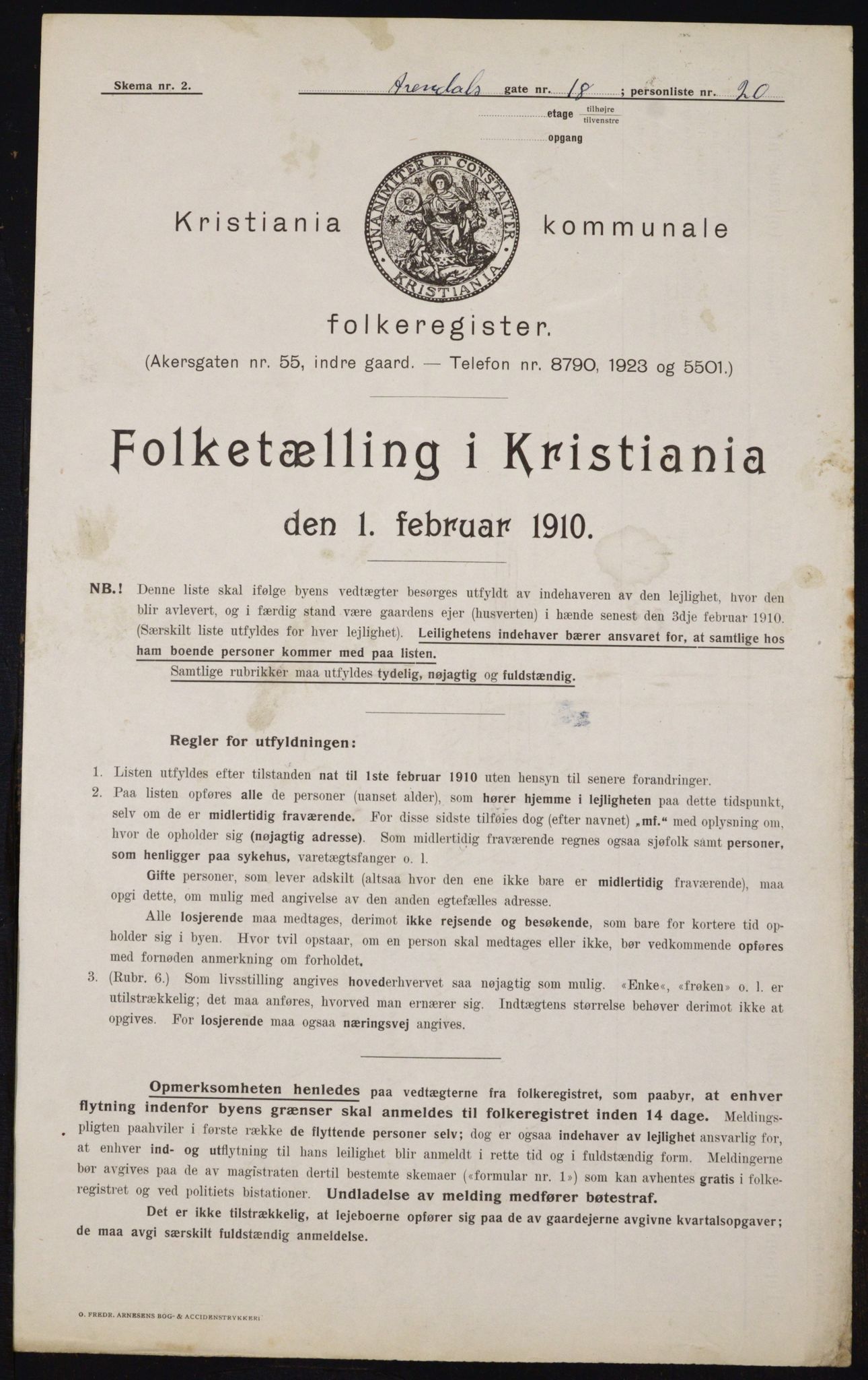 OBA, Municipal Census 1910 for Kristiania, 1910, p. 2014