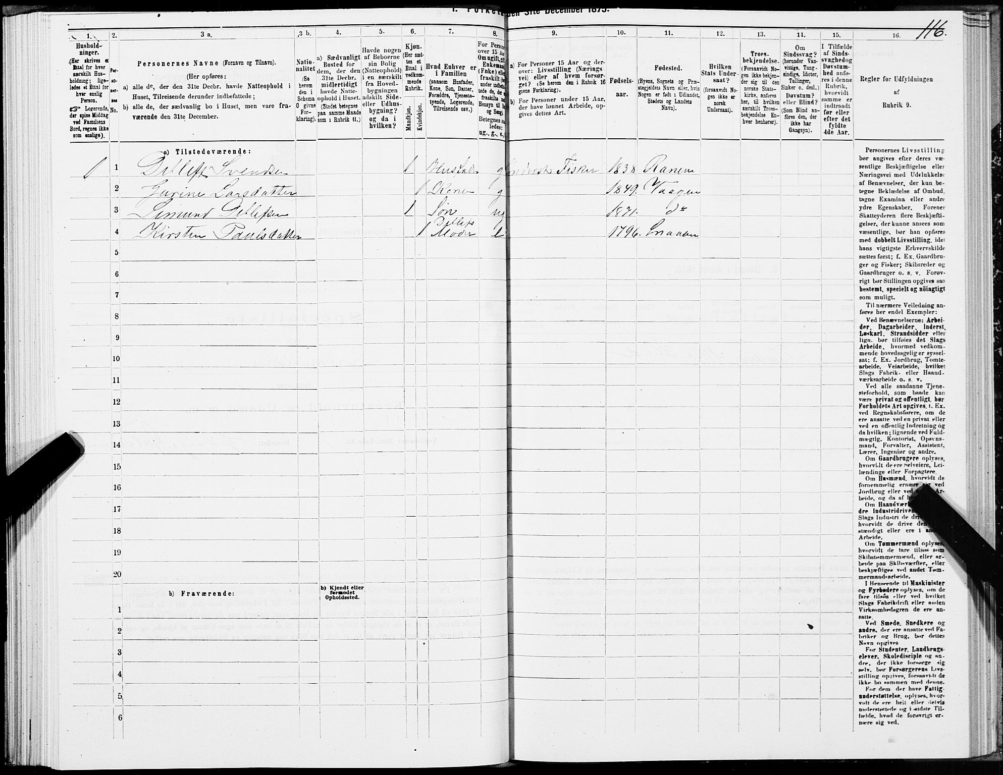 SAT, 1875 census for 1865P Vågan, 1875, p. 1116