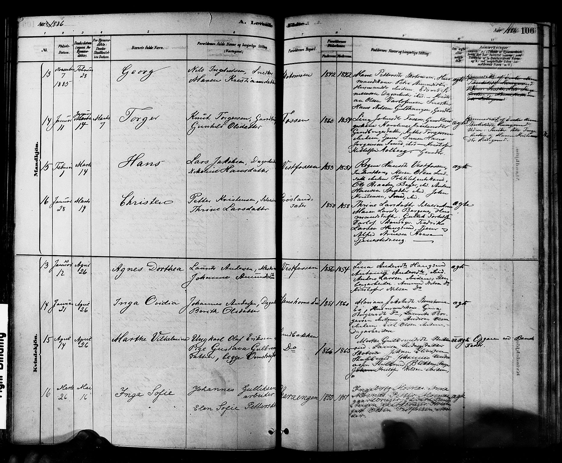 Eiker kirkebøker, SAKO/A-4/F/Fb/L0001: Parish register (official) no. II 1, 1878-1888, p. 106