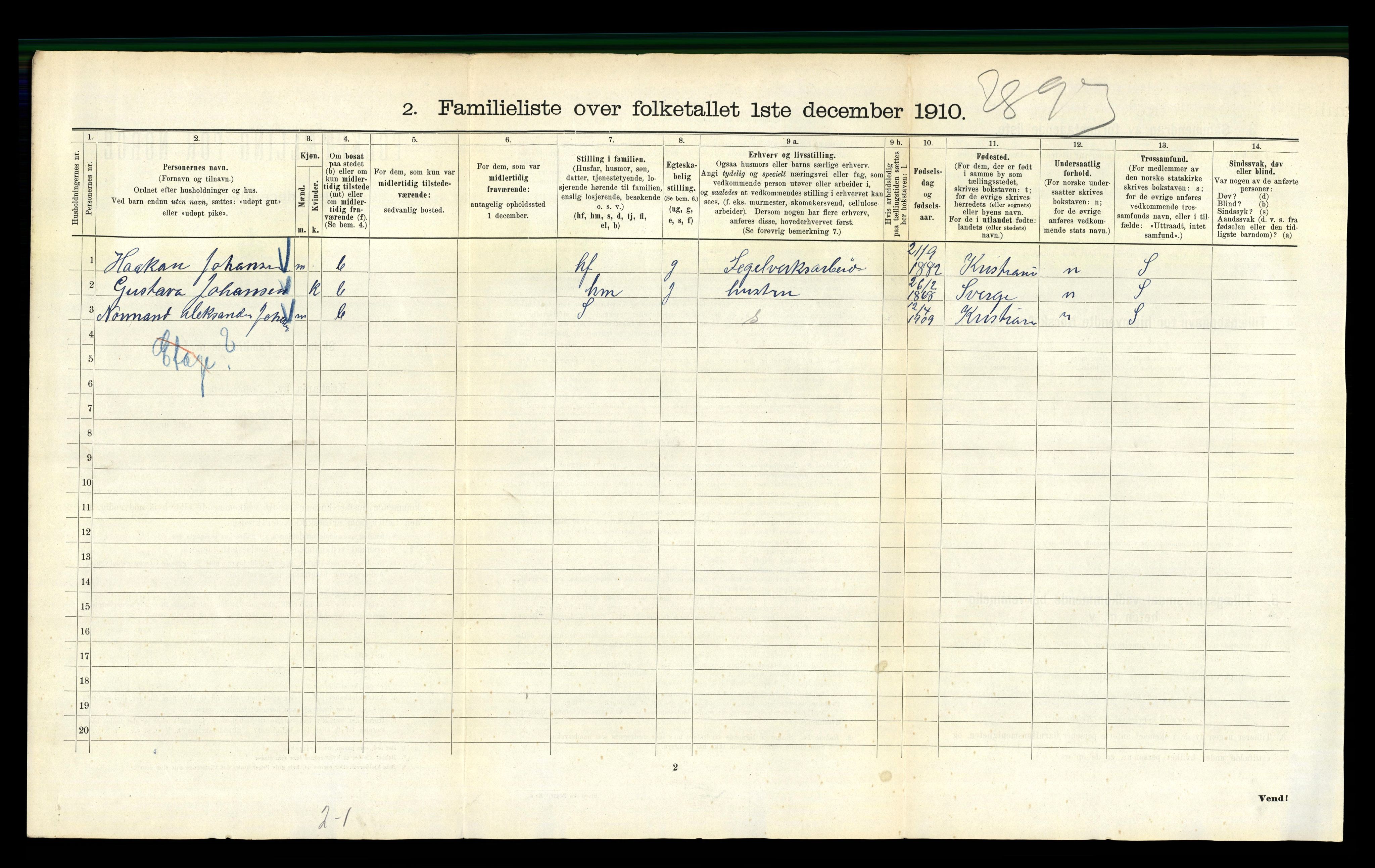 RA, 1910 census for Kristiania, 1910, p. 55604