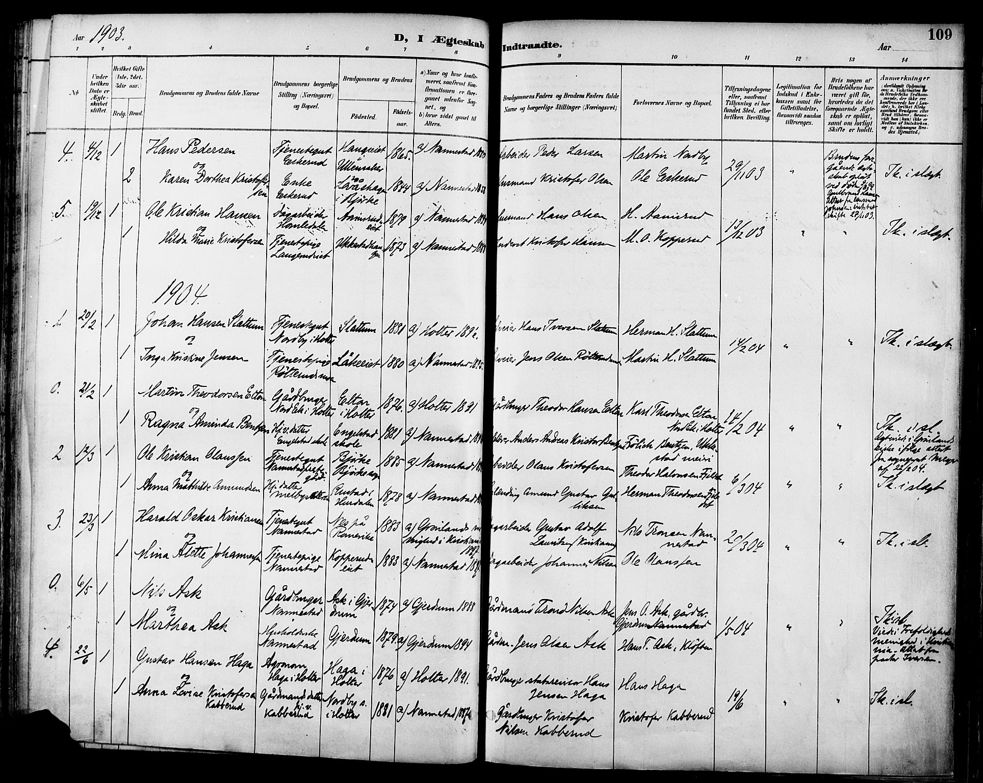 Nannestad prestekontor Kirkebøker, SAO/A-10414a/F/Fa/L0015: Parish register (official) no. I 15, 1891-1905, p. 109