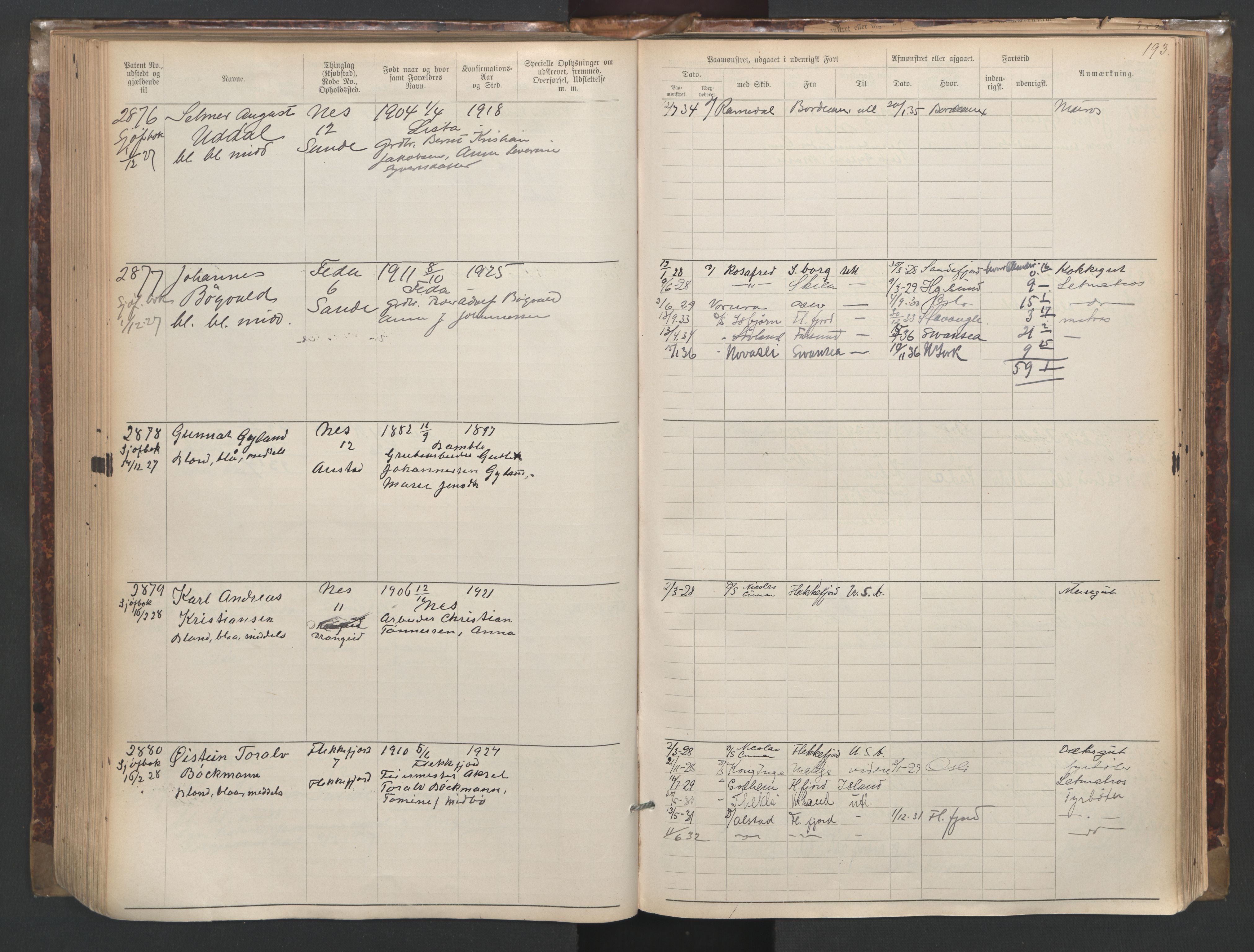 Flekkefjord mønstringskrets, AV/SAK-2031-0018/F/Fa/L0003: Annotasjonsrulle nr 1921-2963 med register, N-3, 1892-1948, p. 226