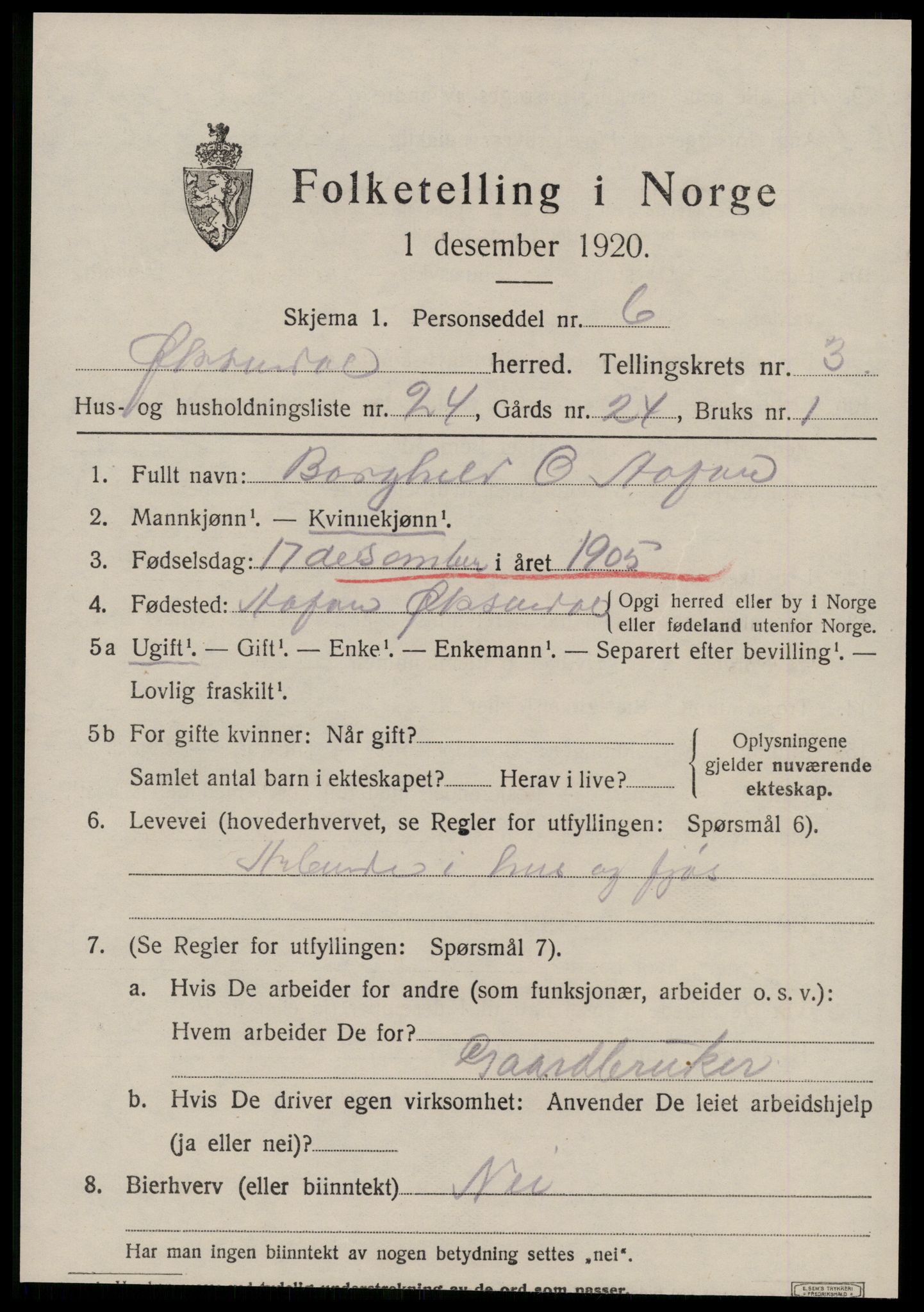 SAT, 1920 census for Øksendal, 1920, p. 1263