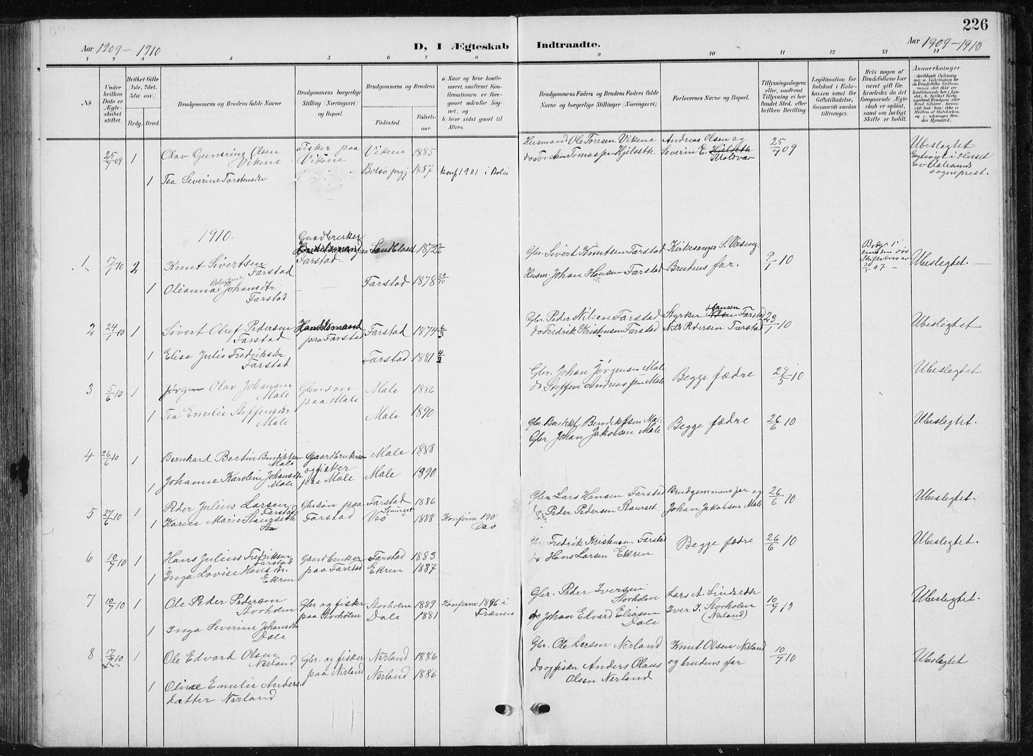 Ministerialprotokoller, klokkerbøker og fødselsregistre - Møre og Romsdal, AV/SAT-A-1454/567/L0784: Parish register (copy) no. 567C04, 1903-1938, p. 226