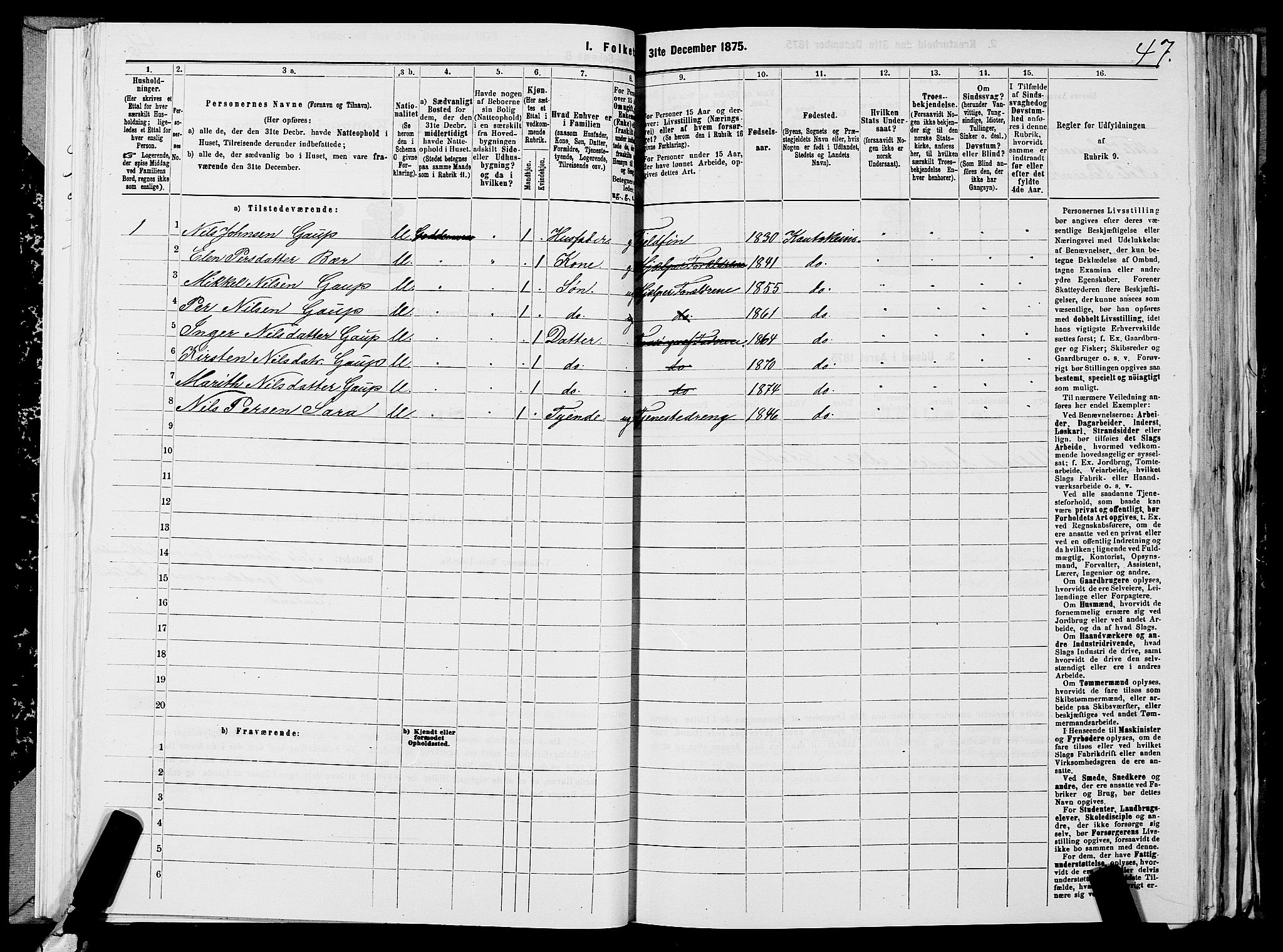 SATØ, 1875 census for 2011P Kautokeino, 1875, p. 1047