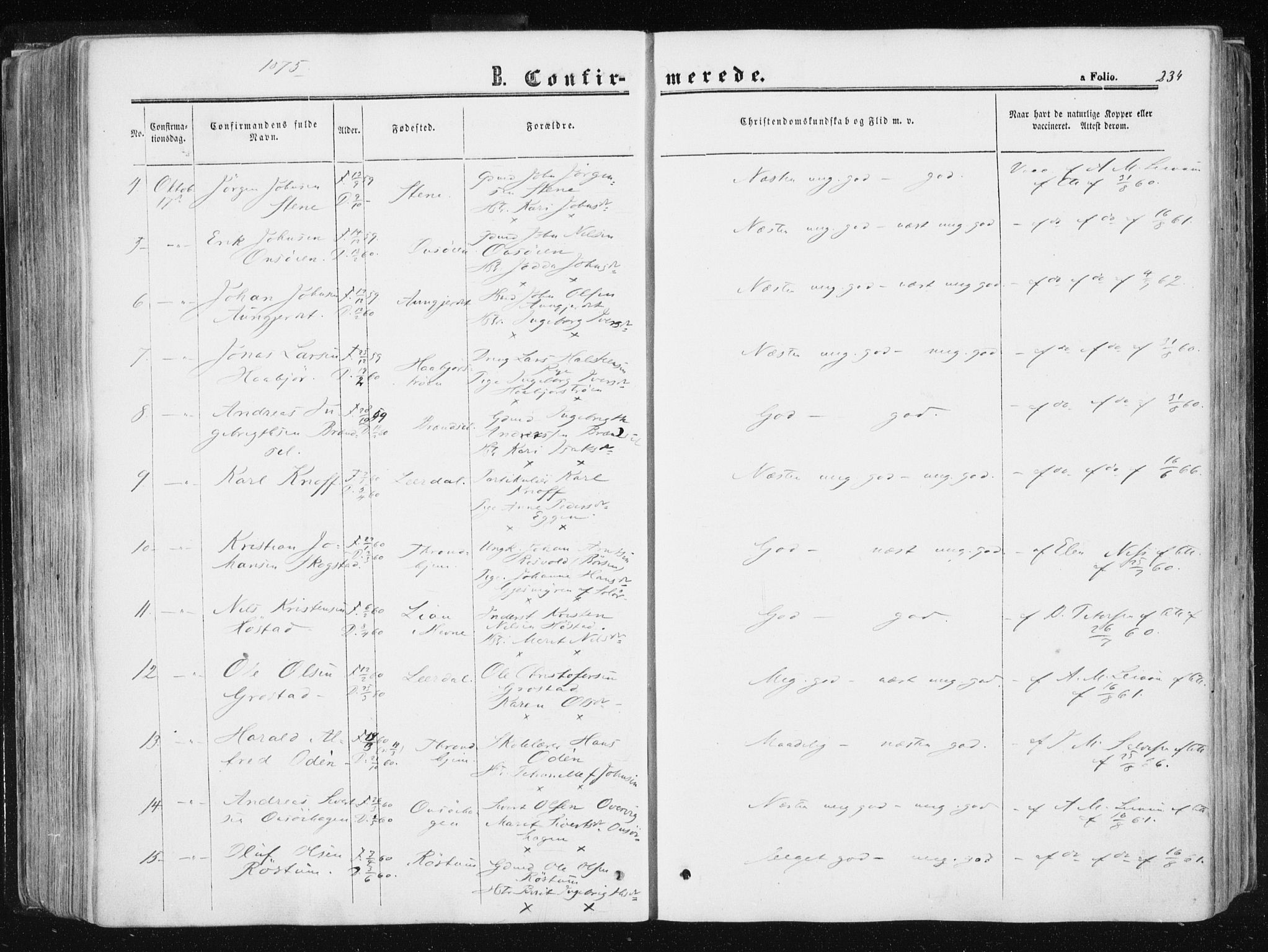 Ministerialprotokoller, klokkerbøker og fødselsregistre - Sør-Trøndelag, SAT/A-1456/612/L0377: Parish register (official) no. 612A09, 1859-1877, p. 234
