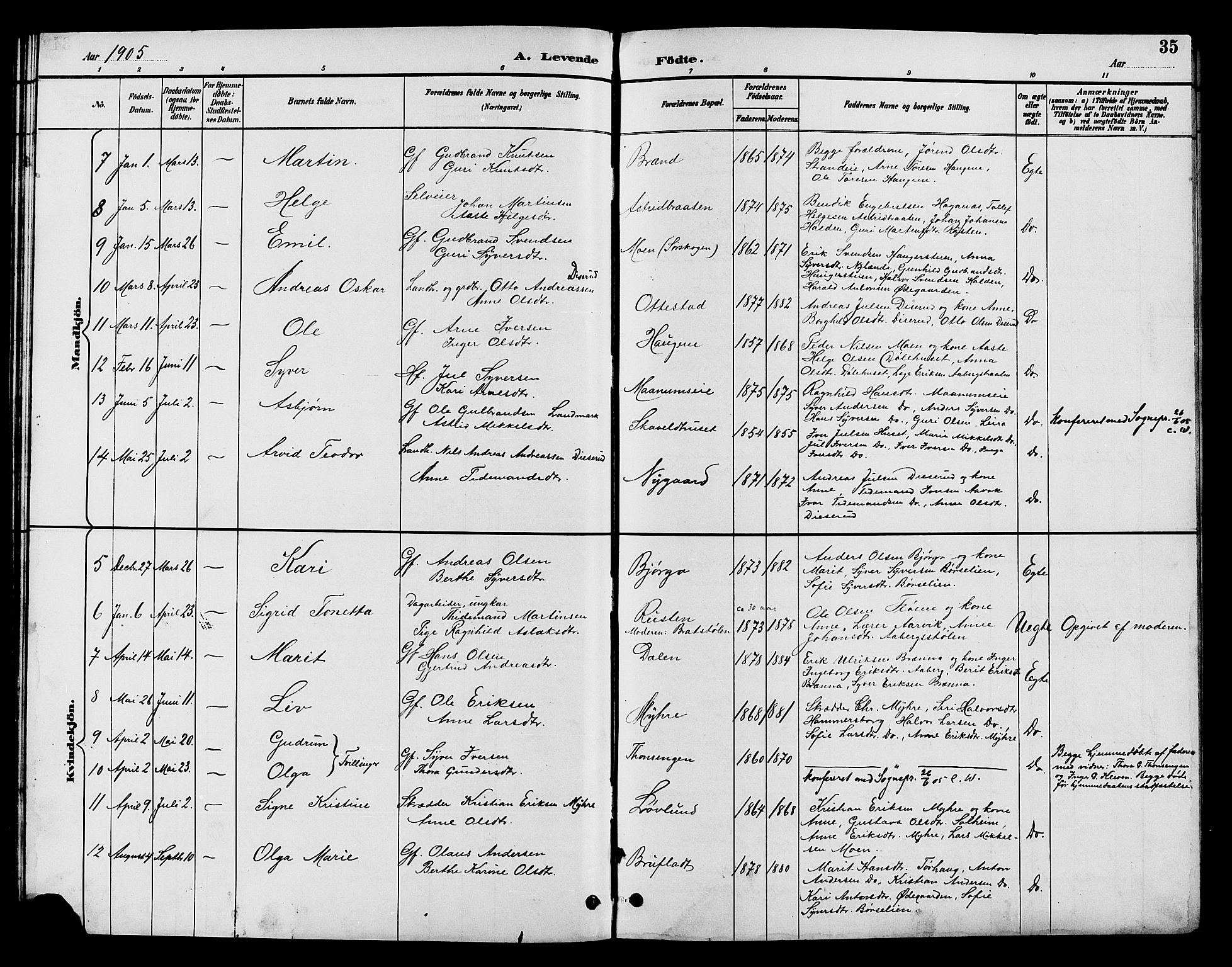 Nord-Aurdal prestekontor, SAH/PREST-132/H/Ha/Hab/L0010: Parish register (copy) no. 10, 1892-1907, p. 35