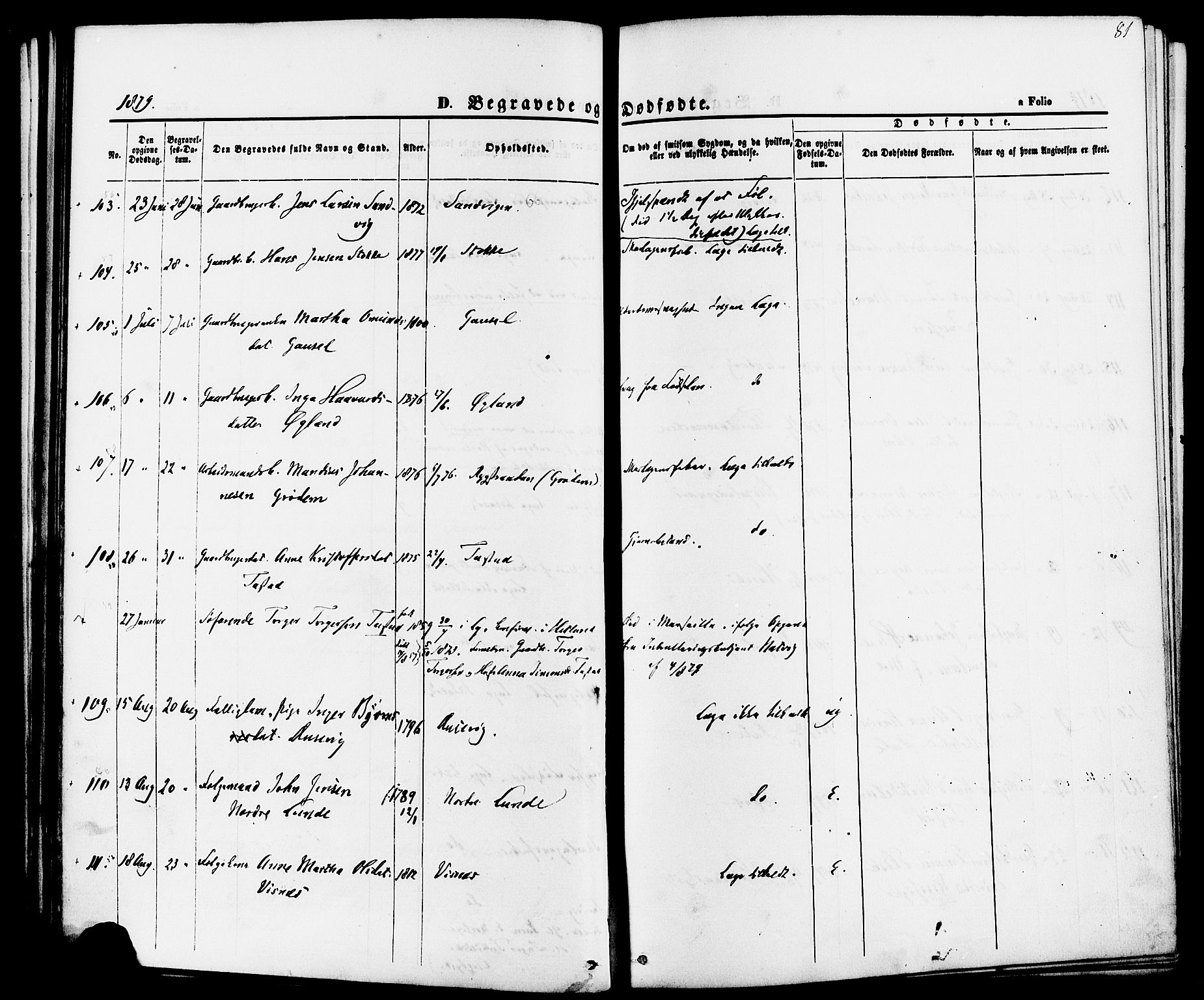 Hetland sokneprestkontor, AV/SAST-A-101826/30/30BA/L0006: Parish register (official) no. A 6, 1869-1884, p. 81