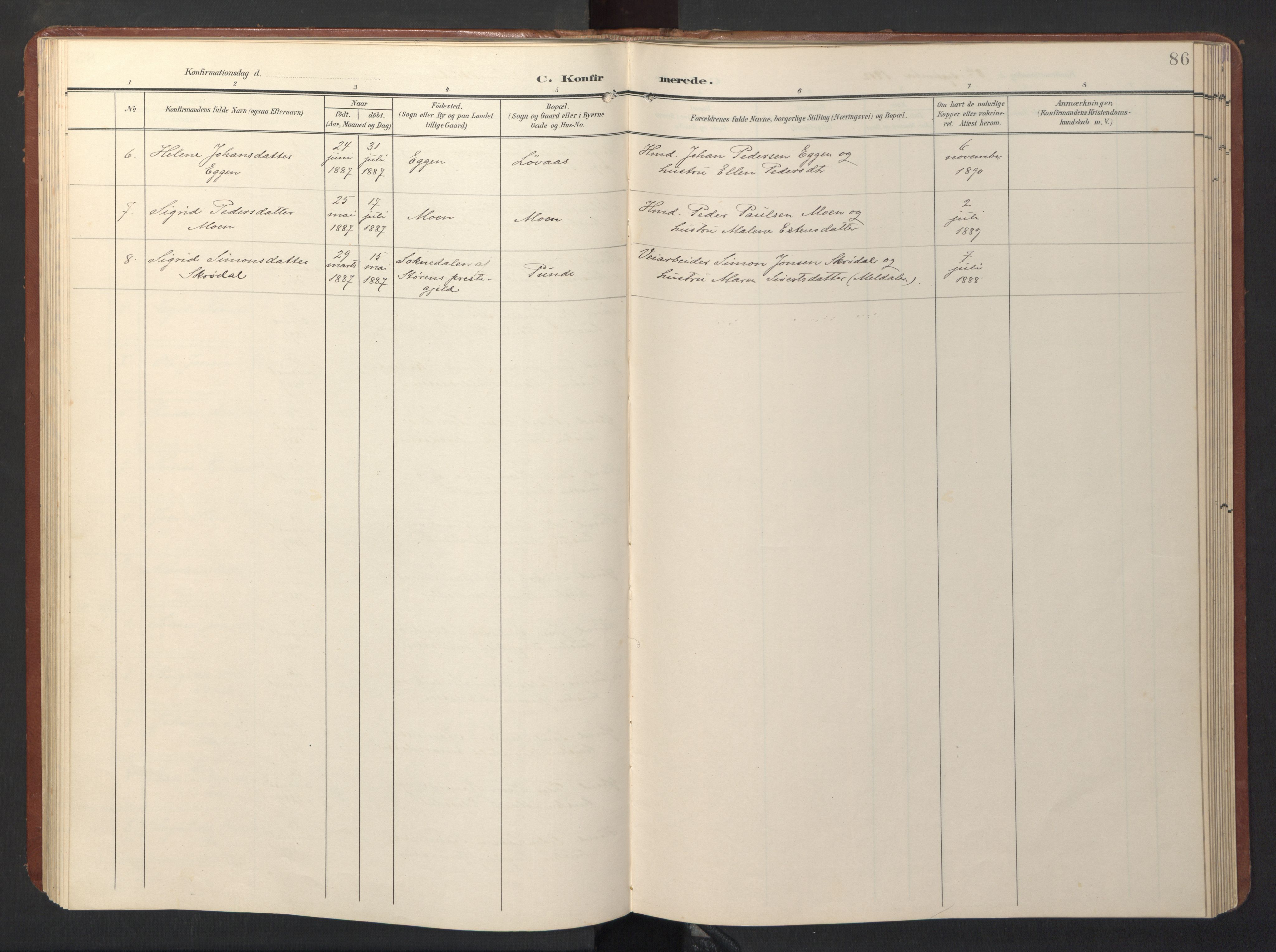 Ministerialprotokoller, klokkerbøker og fødselsregistre - Sør-Trøndelag, SAT/A-1456/696/L1161: Parish register (copy) no. 696C01, 1902-1950, p. 86