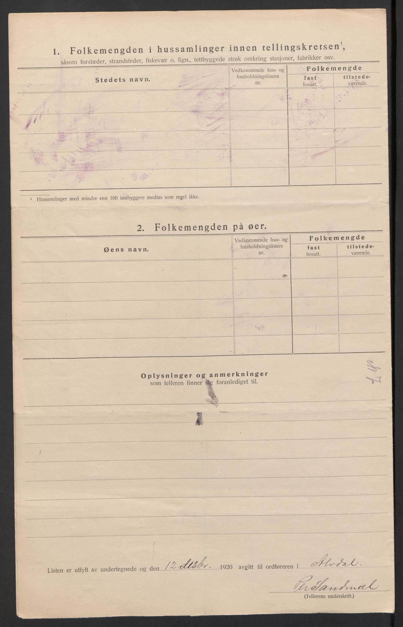 SAH, 1920 census for Alvdal, 1920, p. 34