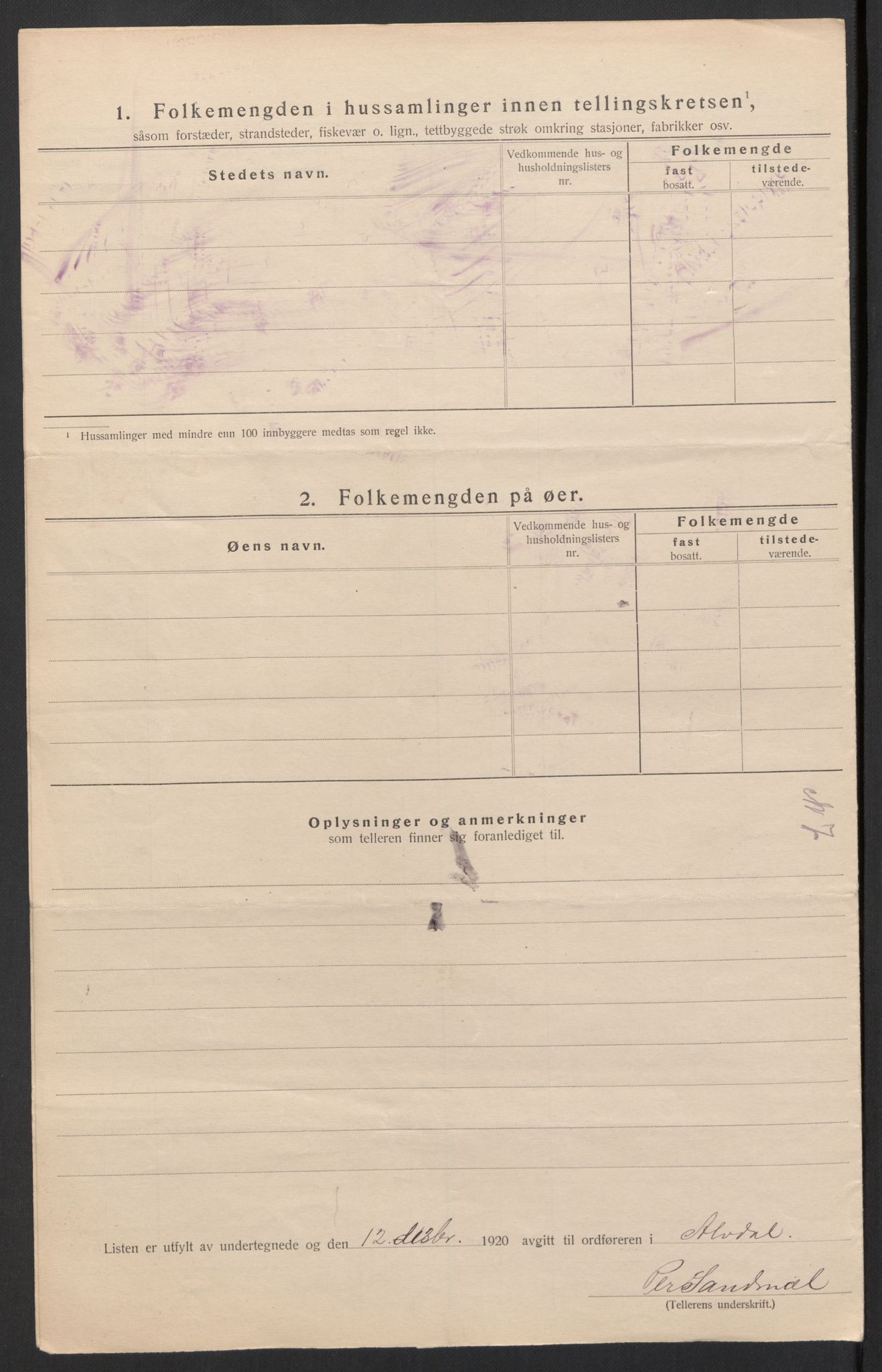 SAH, 1920 census for Alvdal, 1920, p. 34