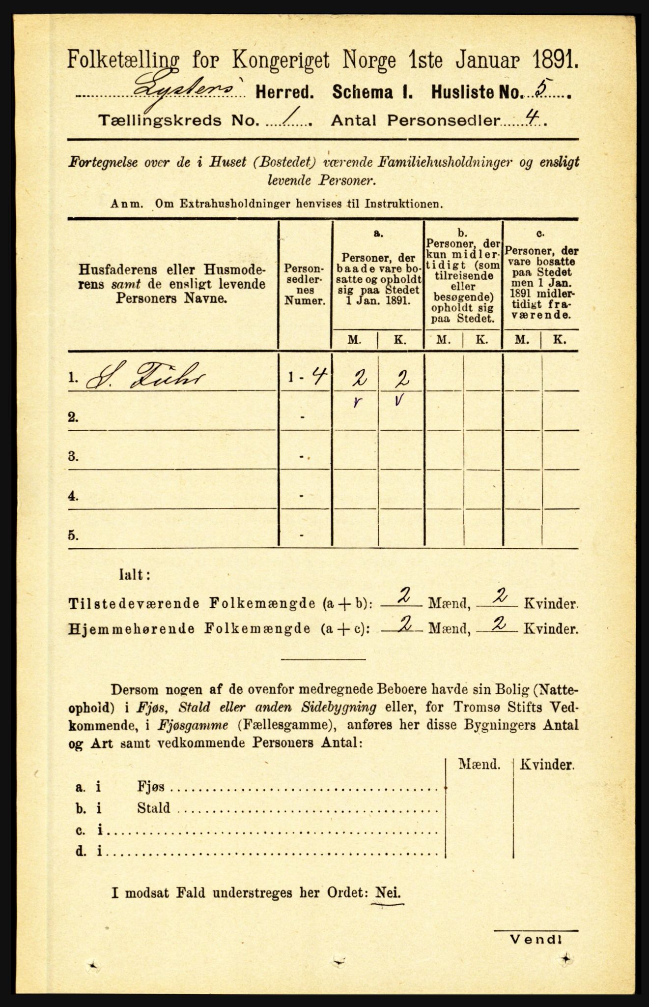 RA, 1891 census for 1426 Luster, 1891, p. 36