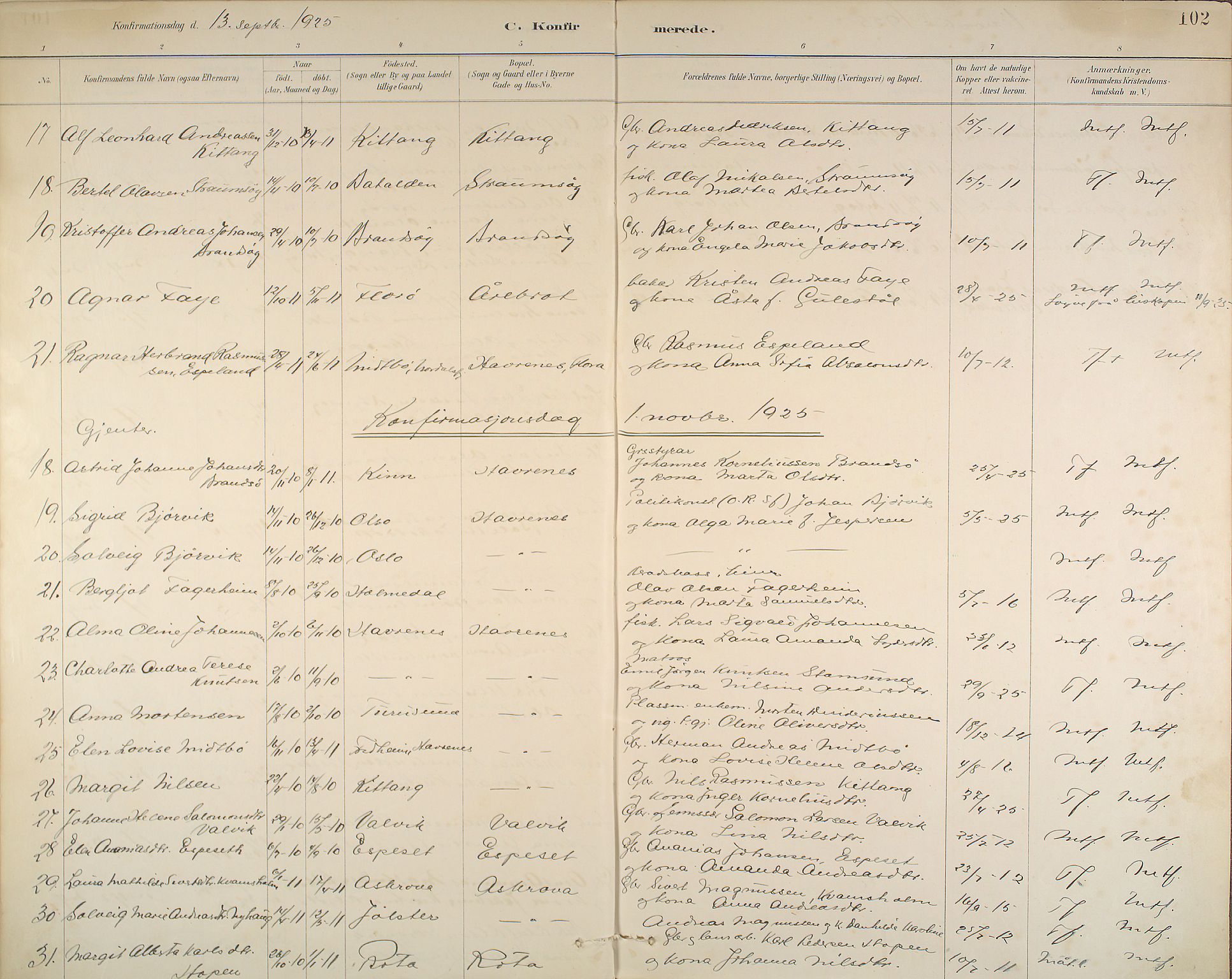 Kinn sokneprestembete, AV/SAB-A-80801/H/Haa/Haab/L0006: Parish register (official) no. B 6, 1883-1925, p. 102