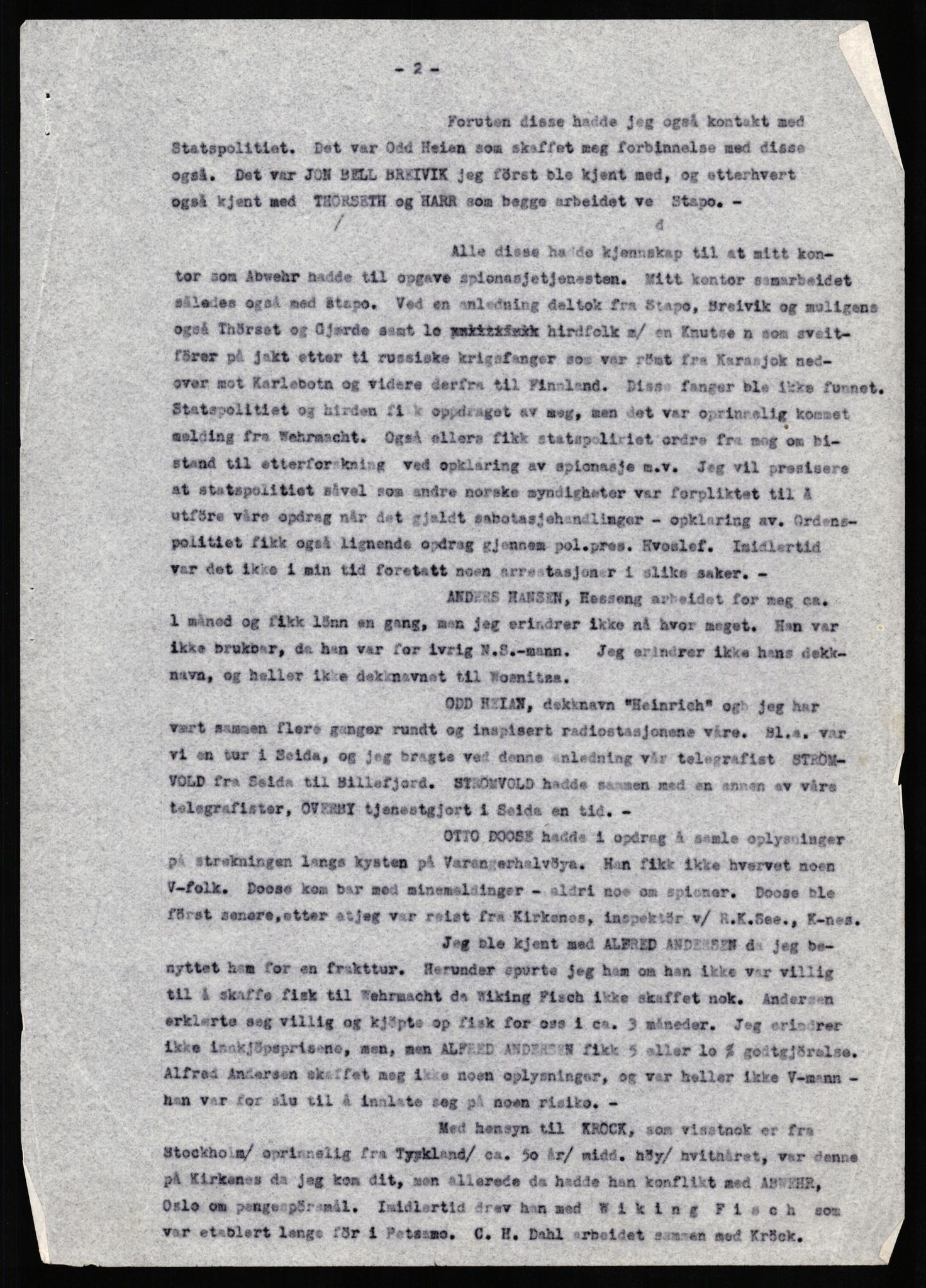 Forsvaret, Forsvarets overkommando II, AV/RA-RAFA-3915/D/Db/L0019: CI Questionaires. Tyske okkupasjonsstyrker i Norge. Tyskere., 1945-1946, p. 32