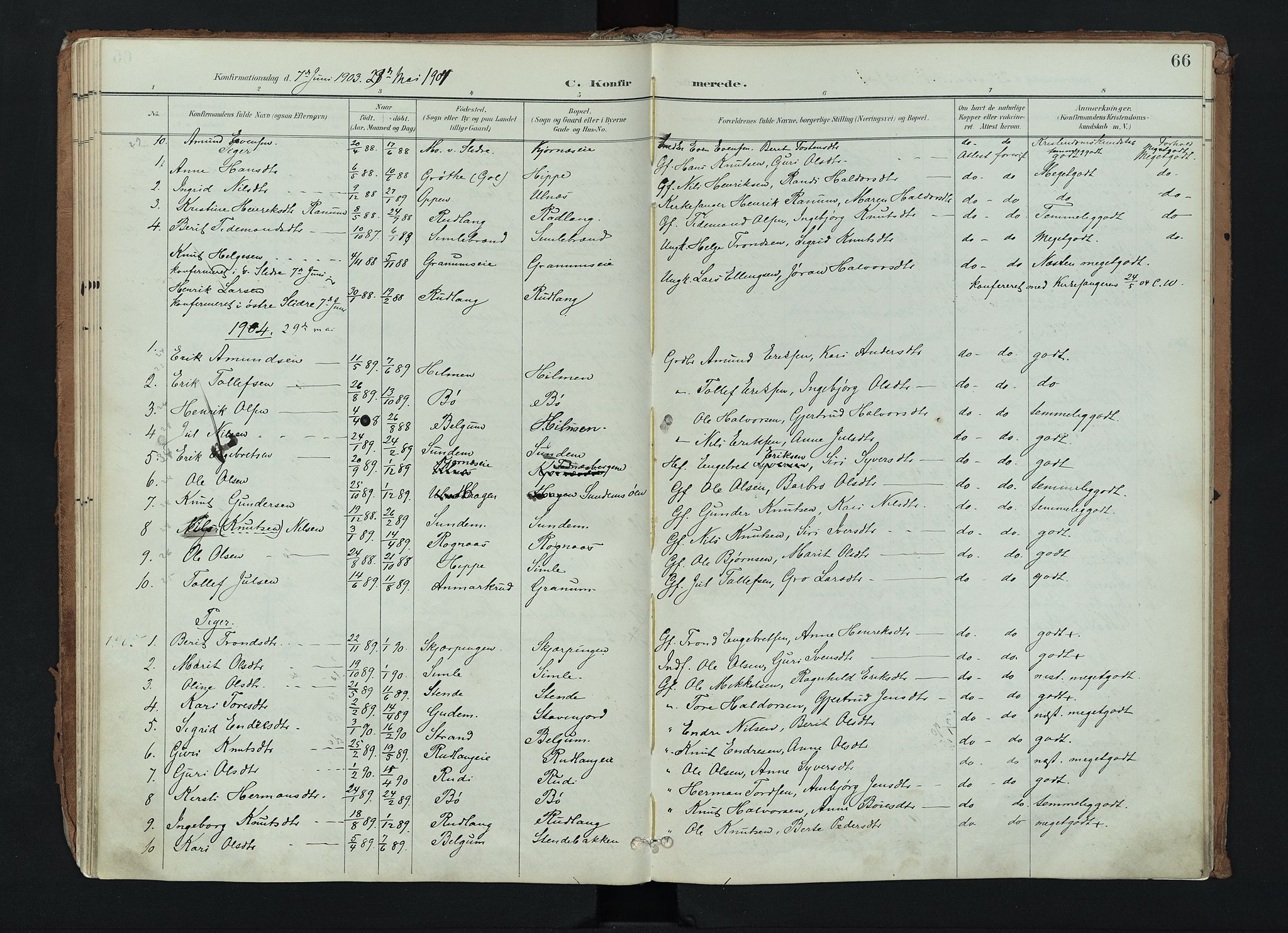 Nord-Aurdal prestekontor, AV/SAH-PREST-132/H/Ha/Haa/L0017: Parish register (official) no. 17, 1897-1926, p. 66