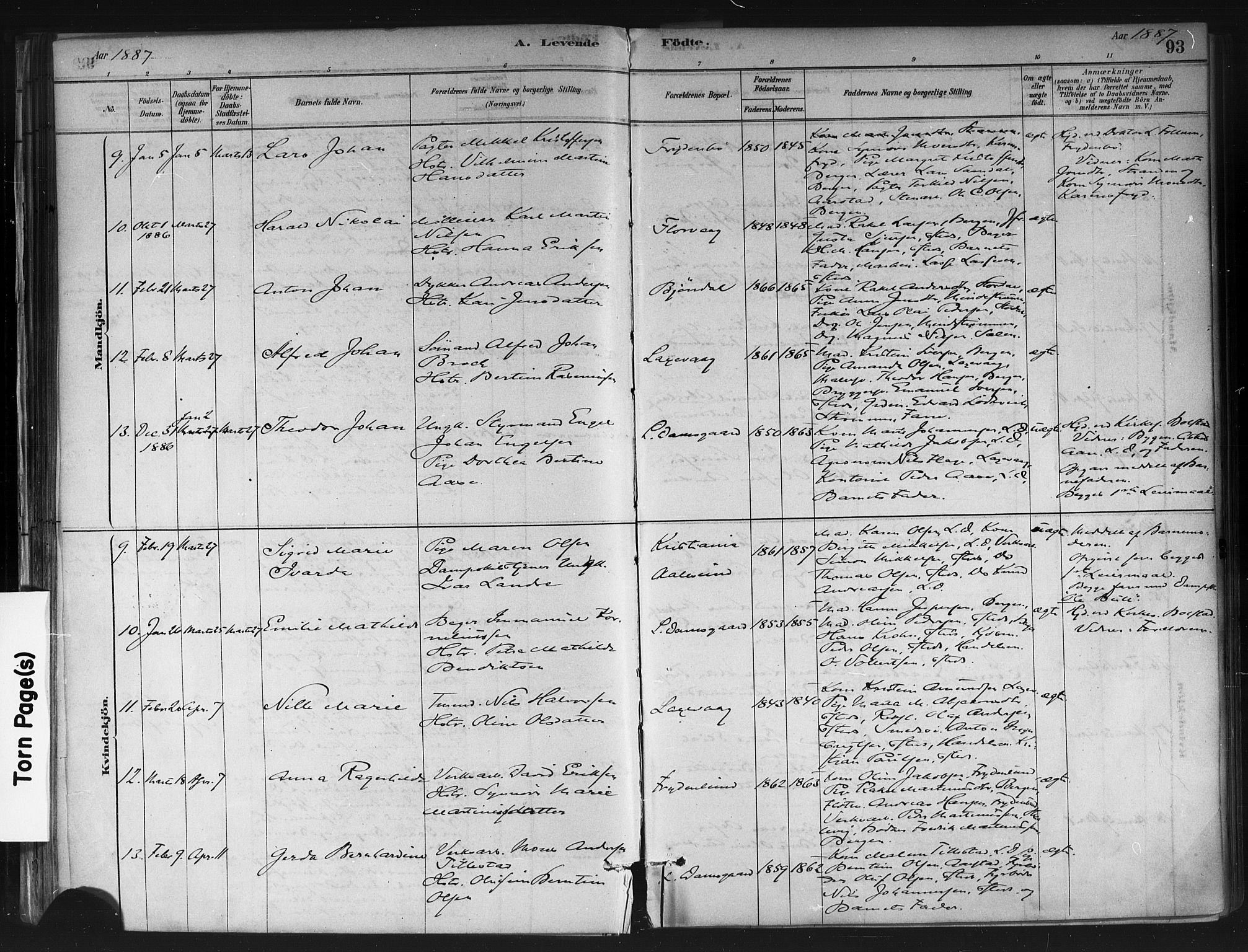 Askøy Sokneprestembete, AV/SAB-A-74101/H/Ha/Haa/Haae/L0002: Parish register (official) no. E 2, 1878-1891, p. 93