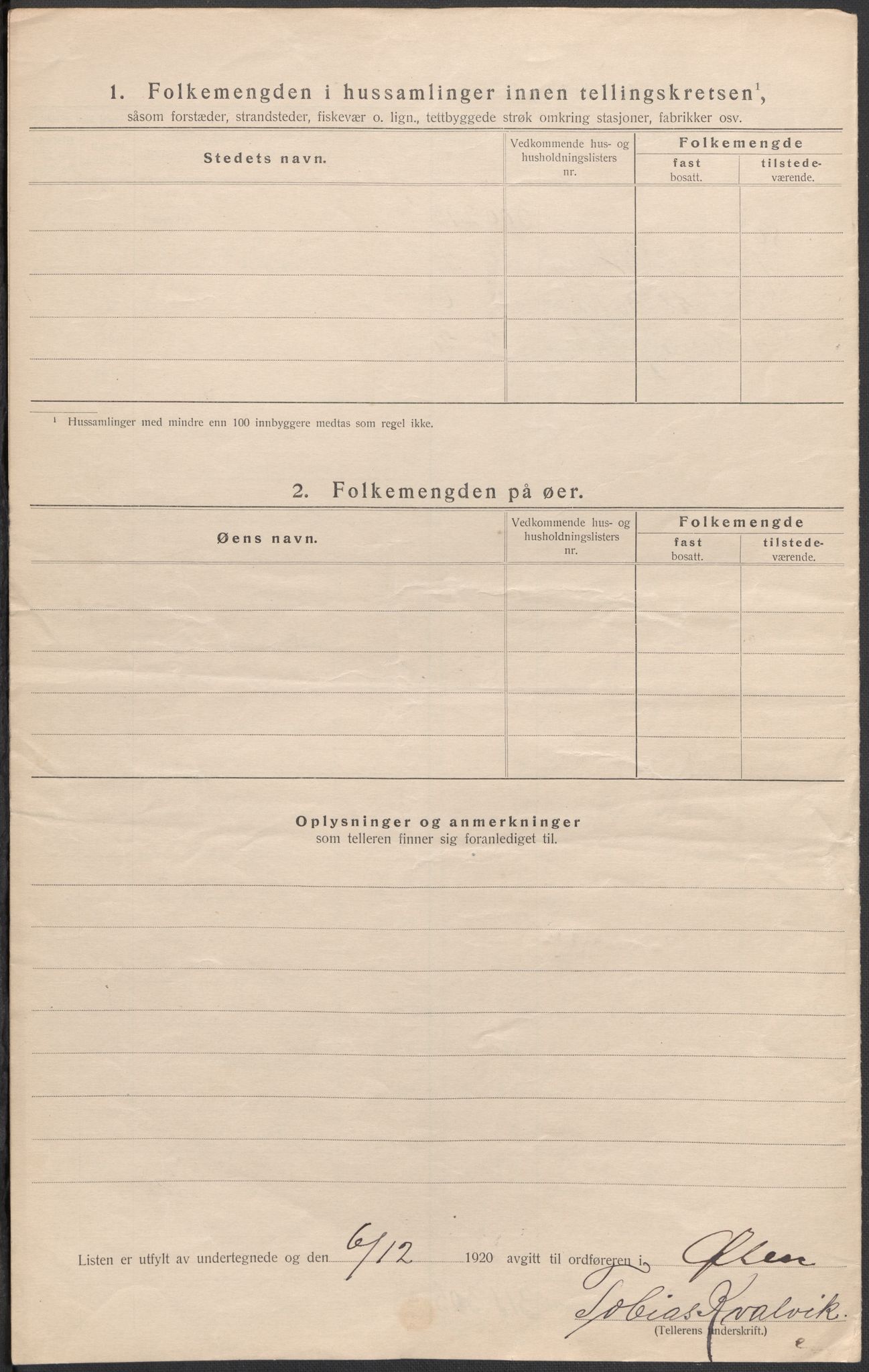 SAB, 1920 census for Ølen, 1920, p. 11