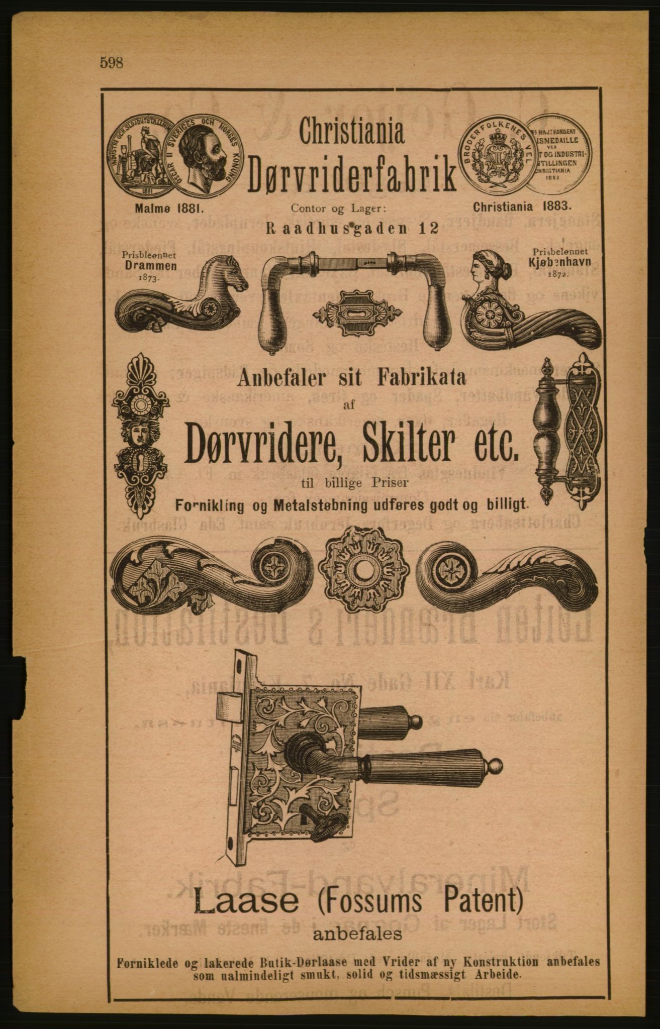 Kristiania/Oslo adressebok, PUBL/-, 1886, p. 598