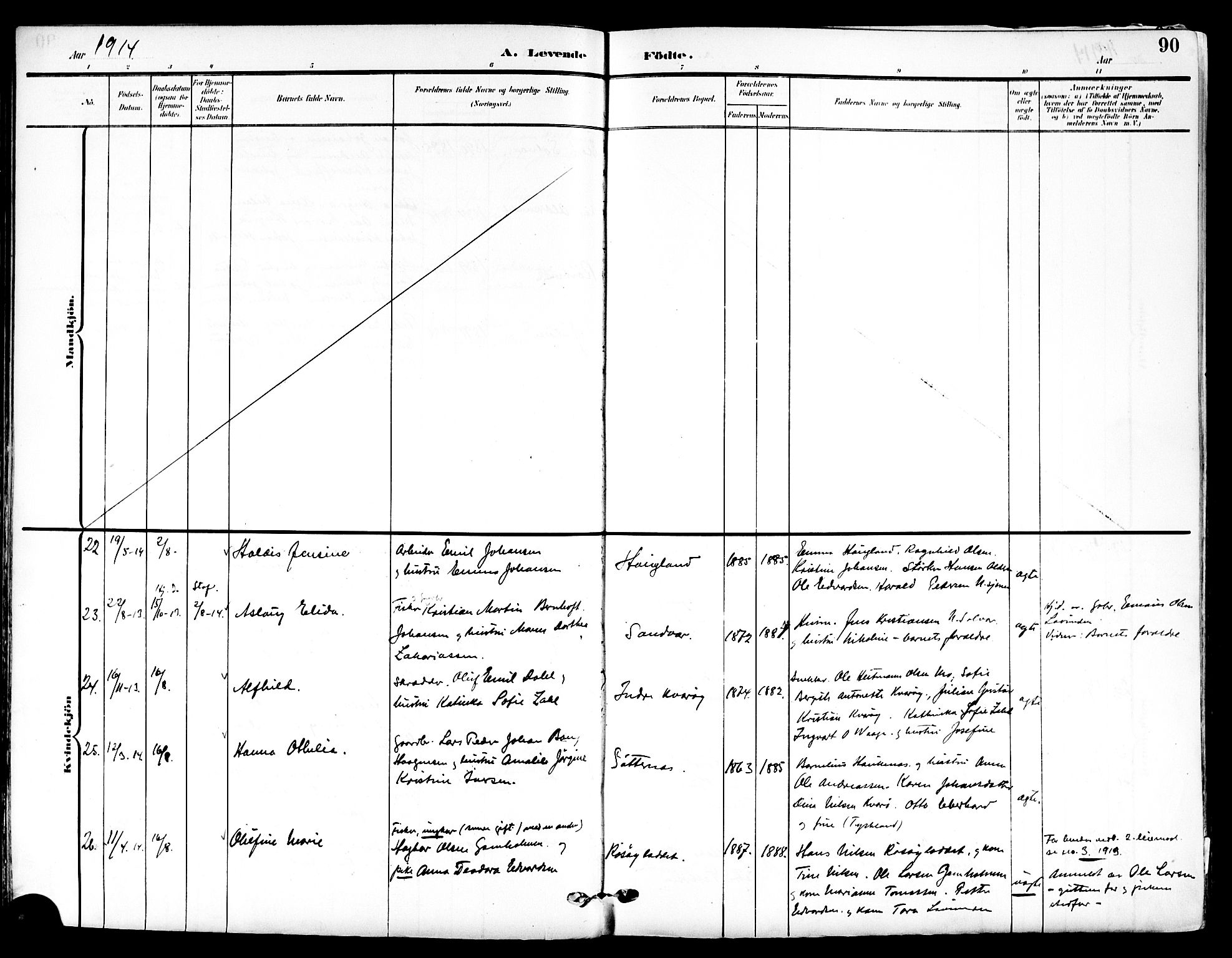 Ministerialprotokoller, klokkerbøker og fødselsregistre - Nordland, SAT/A-1459/839/L0569: Parish register (official) no. 839A06, 1903-1922, p. 90