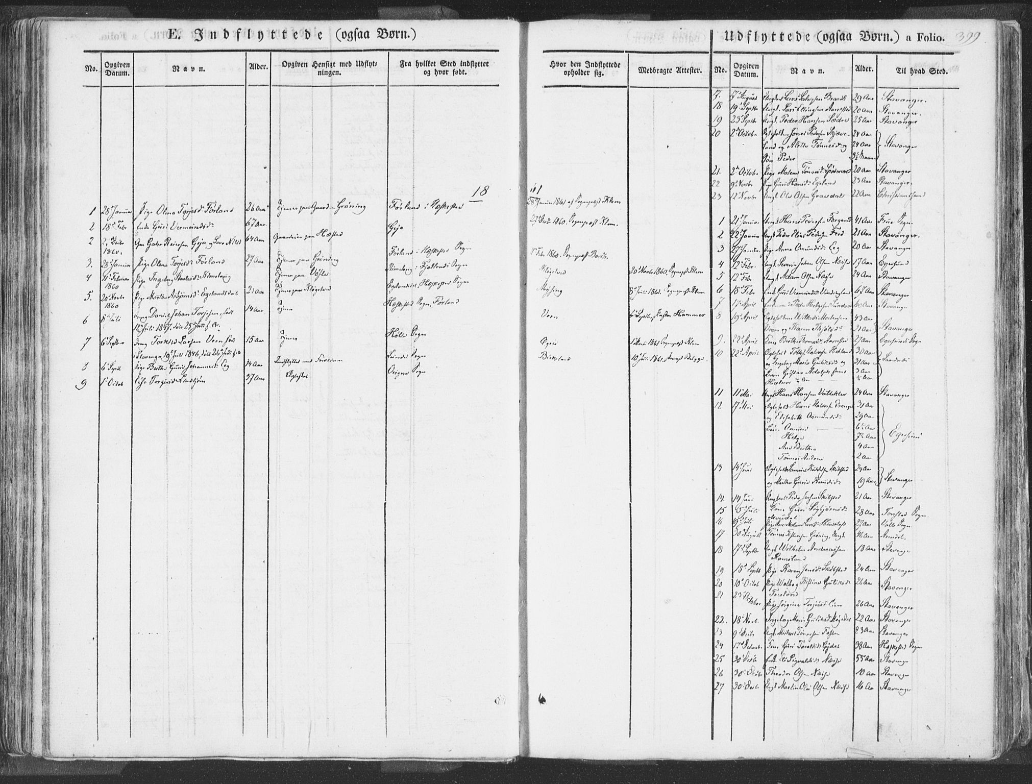 Helleland sokneprestkontor, AV/SAST-A-101810: Parish register (official) no. A 6.2, 1834-1863, p. 399