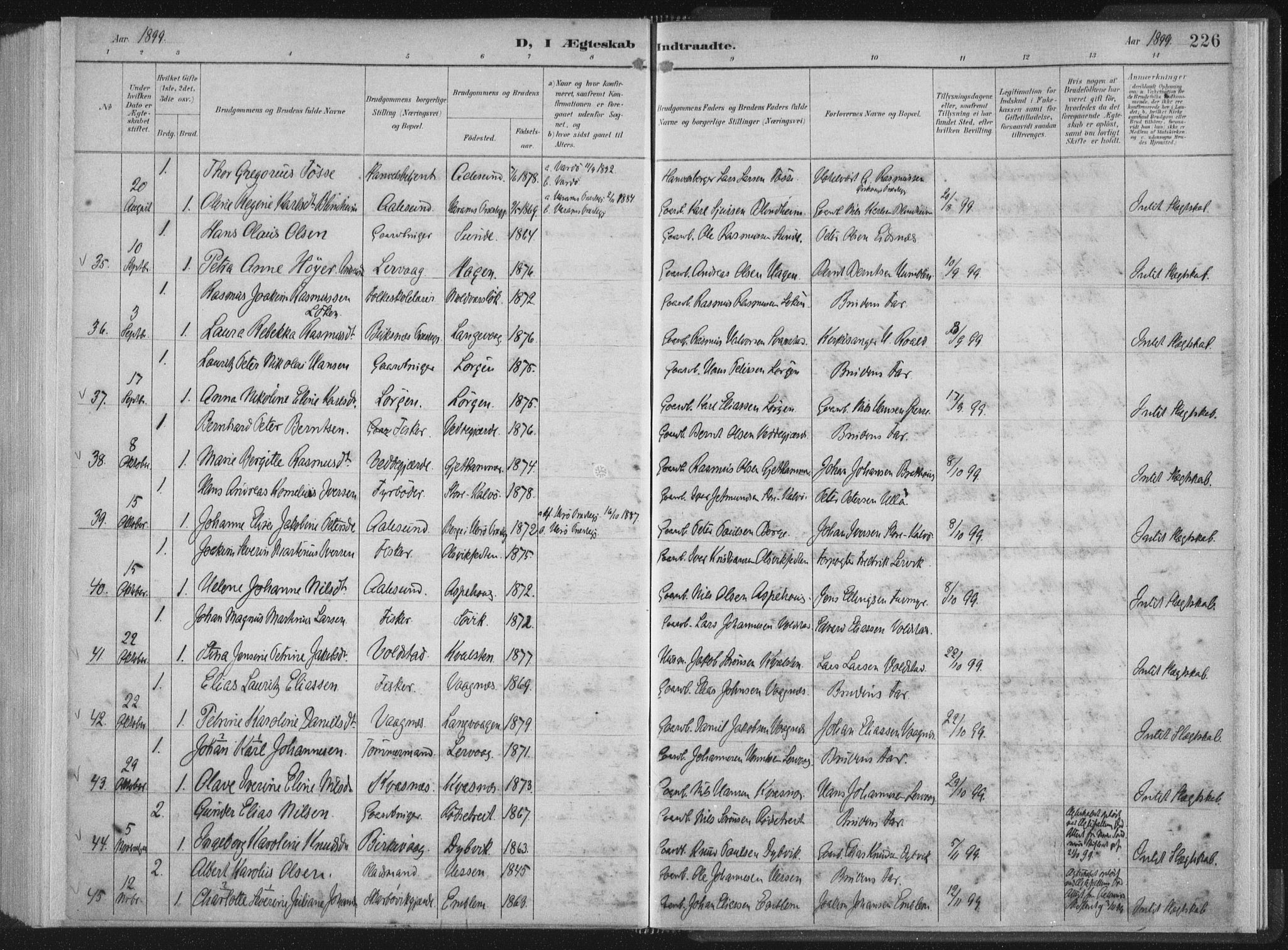 Ministerialprotokoller, klokkerbøker og fødselsregistre - Møre og Romsdal, AV/SAT-A-1454/528/L0405: Parish register (official) no. 528A14, 1891-1906, p. 226