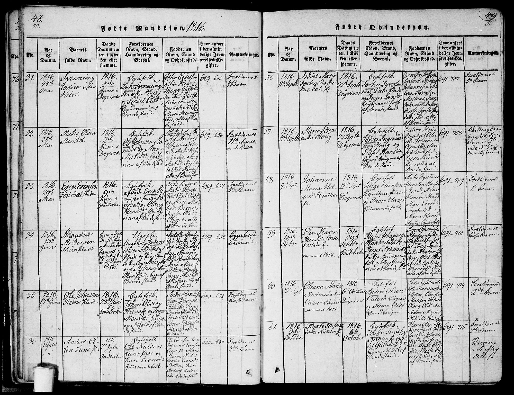 Rakkestad prestekontor Kirkebøker, SAO/A-2008/F/Fa/L0006: Parish register (official) no. I 6, 1814-1824, p. 50-51