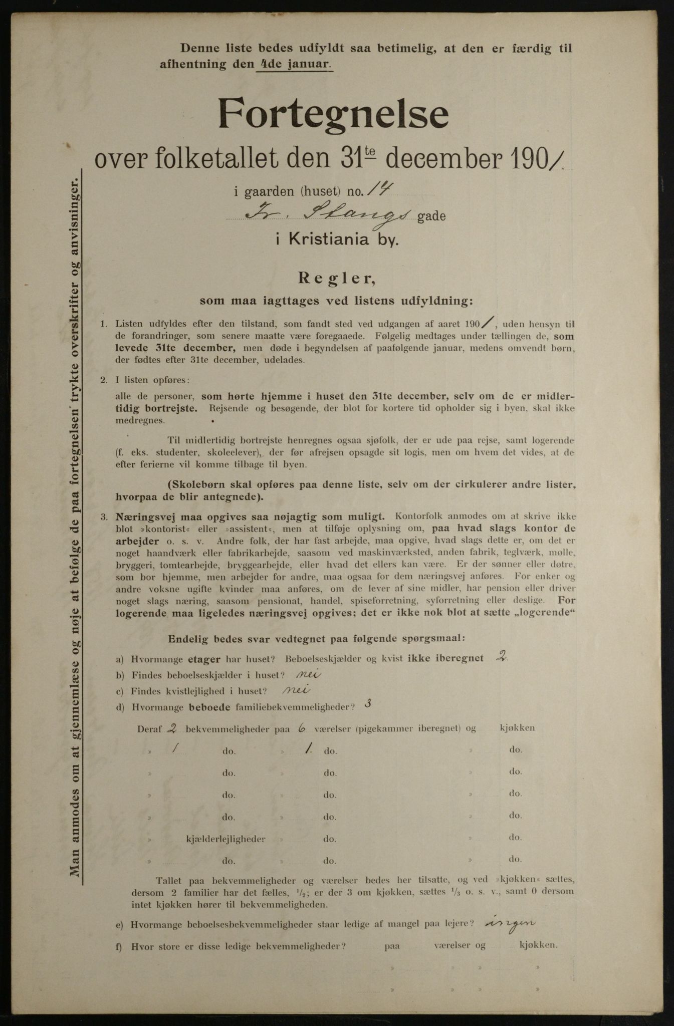 OBA, Municipal Census 1901 for Kristiania, 1901, p. 4303