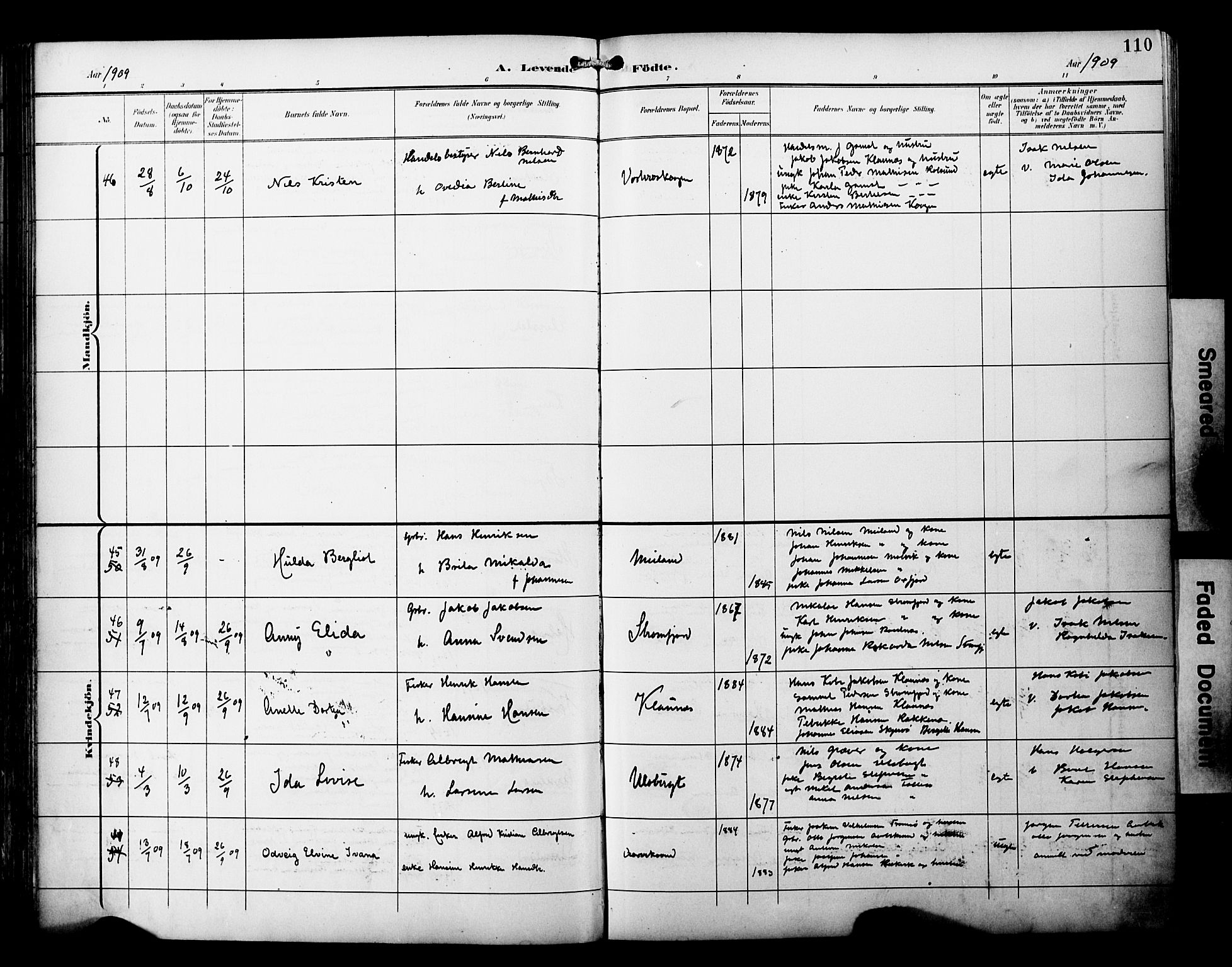 Skjervøy sokneprestkontor, AV/SATØ-S-1300/H/Ha/Haa/L0015kirke: Parish register (official) no. 15, 1899-1909, p. 110