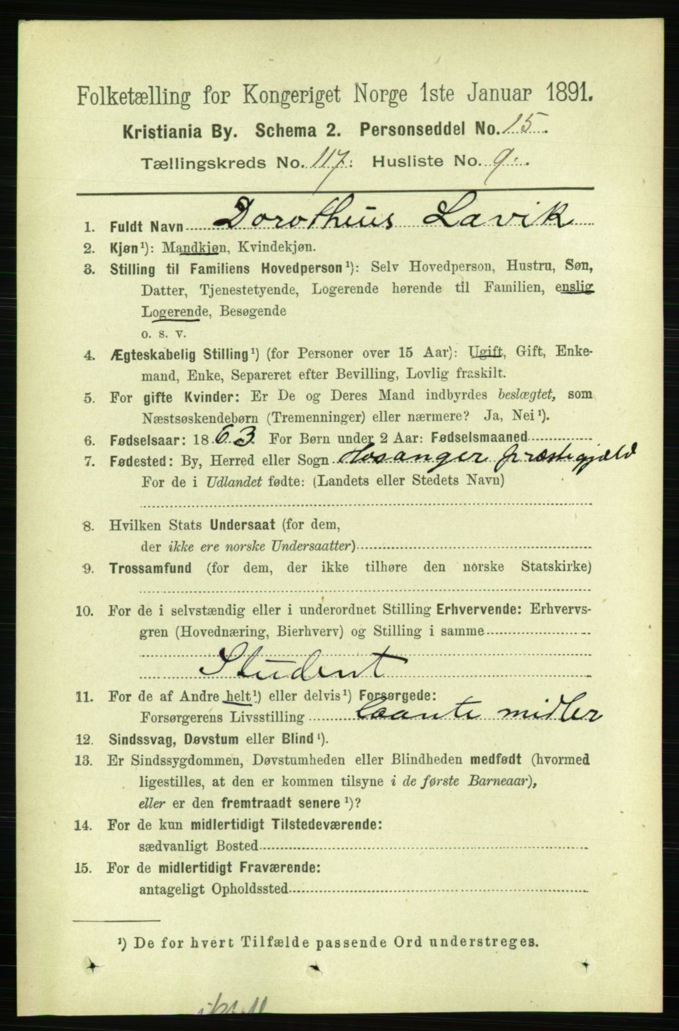 RA, 1891 census for 0301 Kristiania, 1891, p. 63113