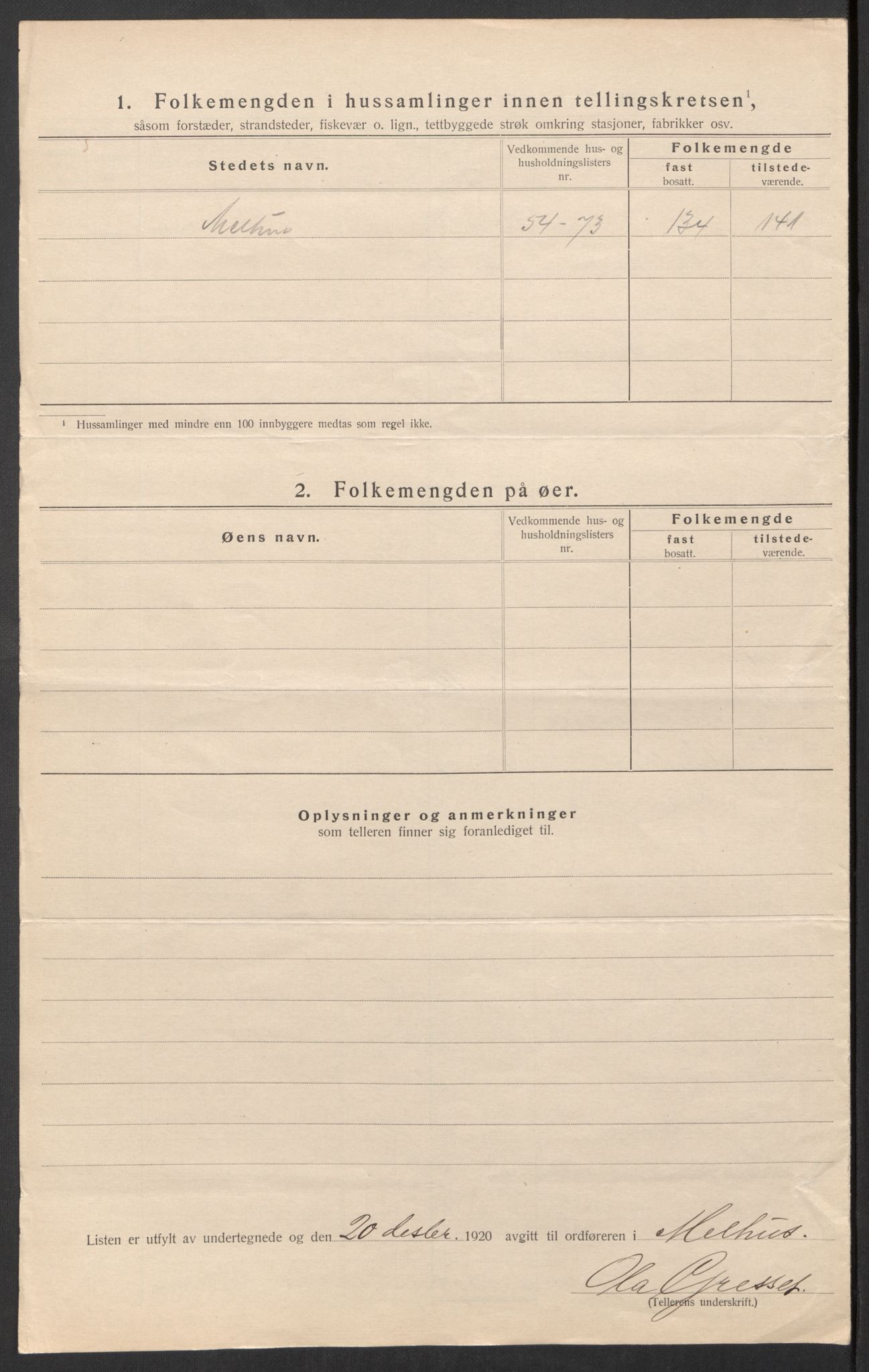 SAT, 1920 census for Melhus, 1920, p. 25