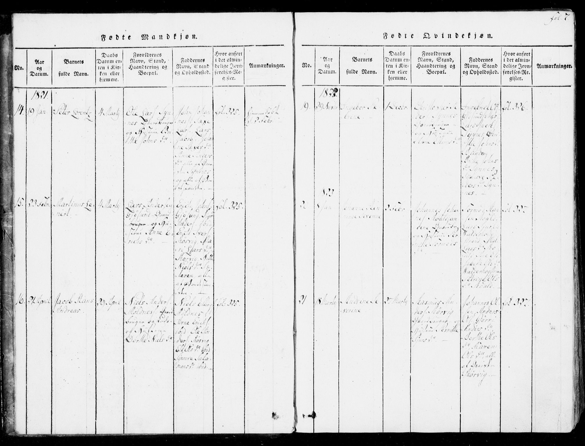Ministerialprotokoller, klokkerbøker og fødselsregistre - Møre og Romsdal, SAT/A-1454/537/L0517: Parish register (official) no. 537A01, 1818-1862, p. 7