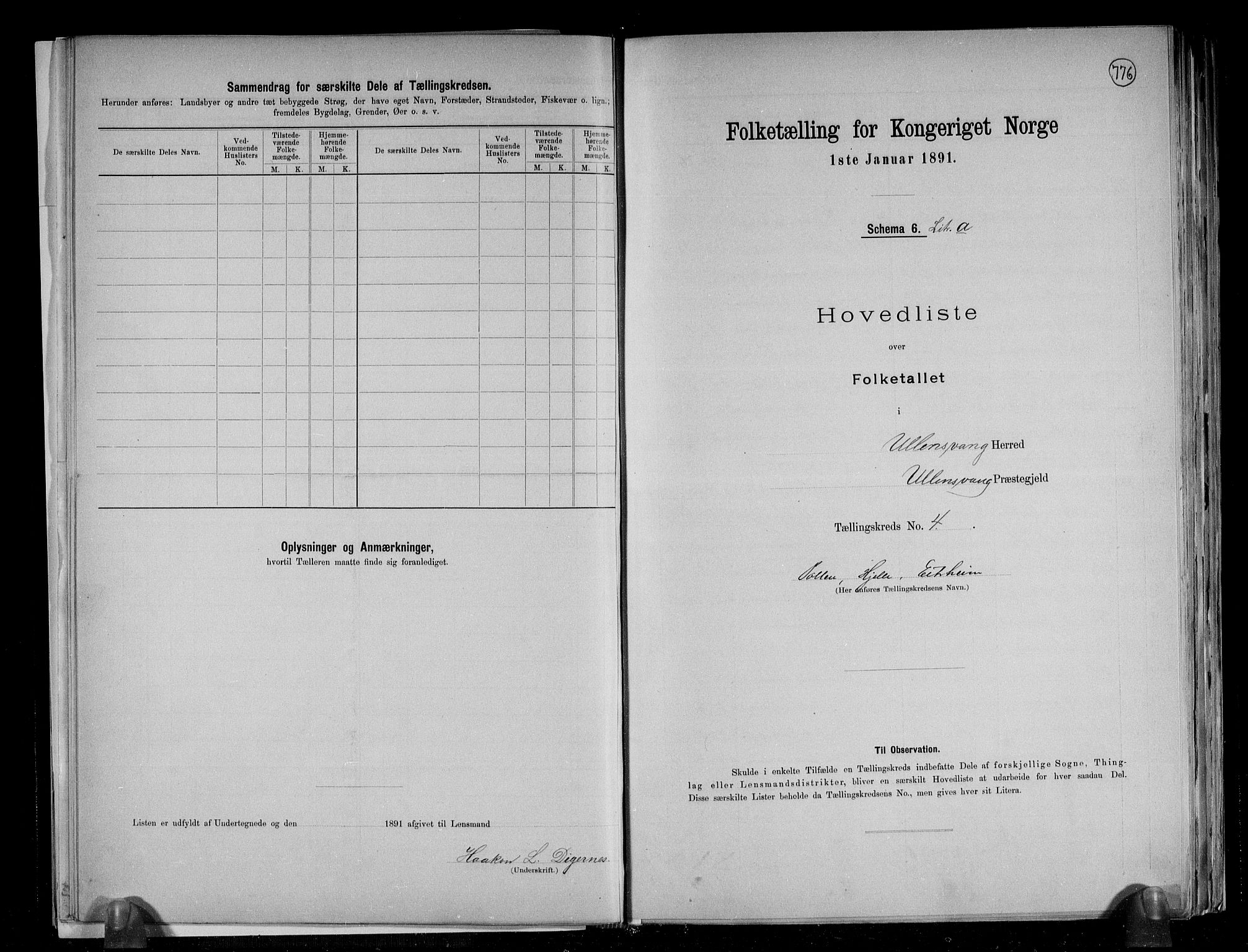 RA, 1891 census for 1230 Ullensvang, 1891, p. 12