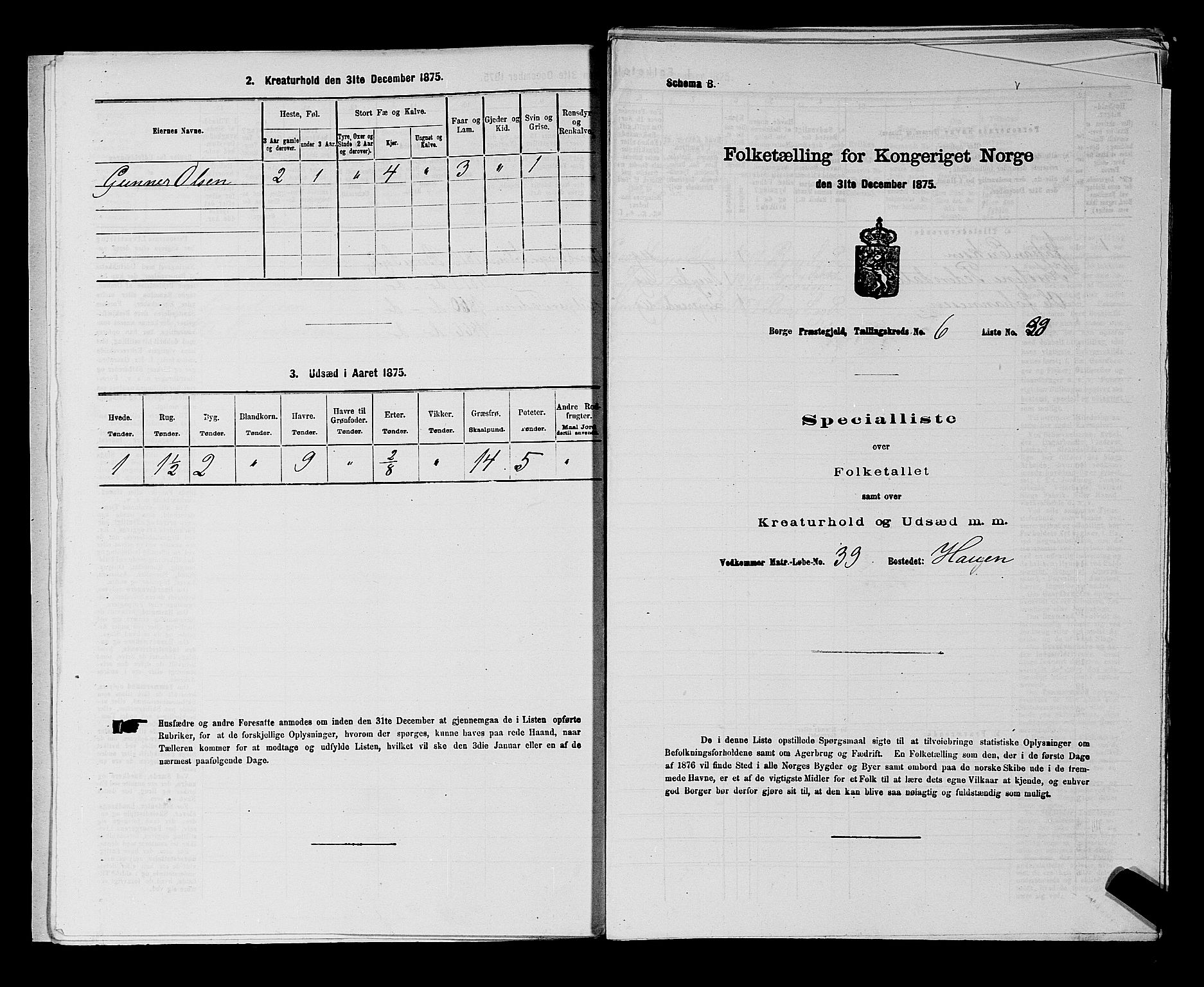 RA, 1875 census for 0113P Borge, 1875, p. 831